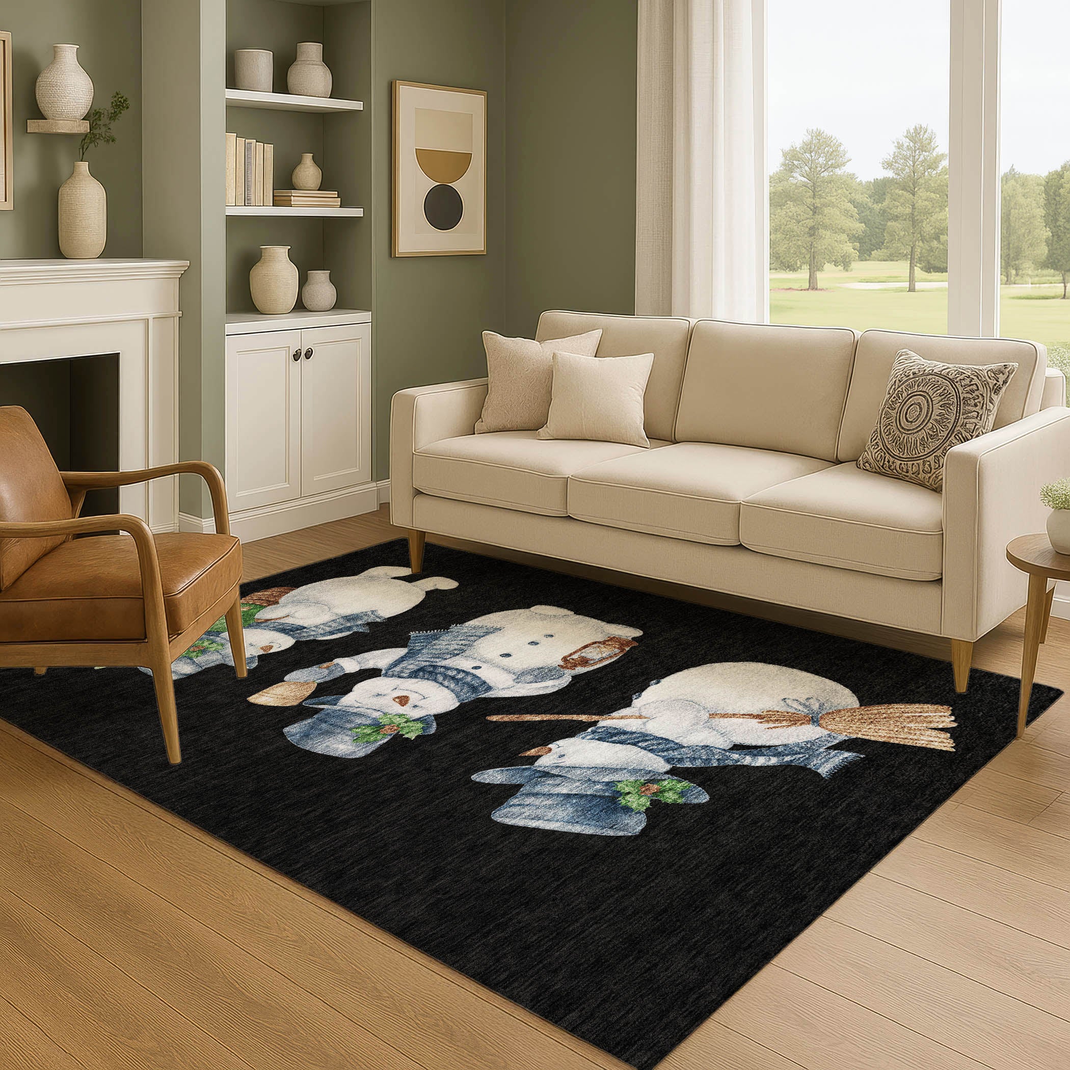 Baku Machine Washable Transitional Black Rug 2'6" x 3'10" #shape_Rectangle