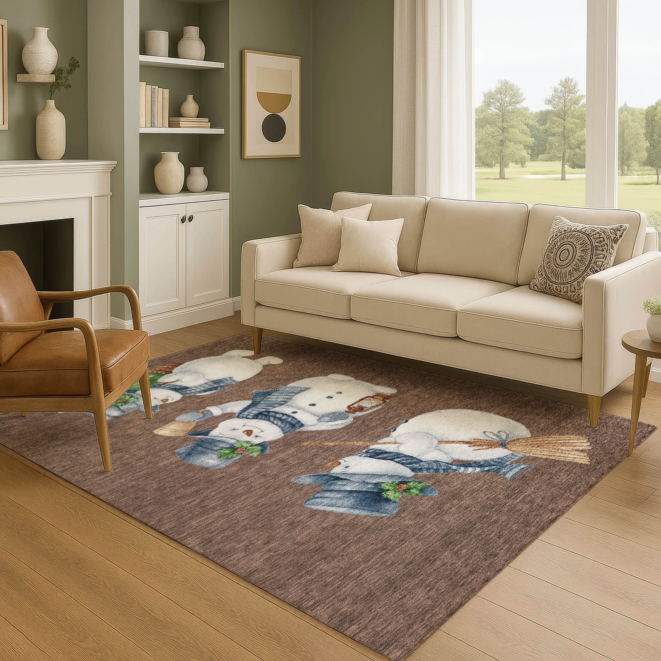 Baku Machine Washable Transitional Brown Rug 2'6" x 3'10" #shape_Rectangle