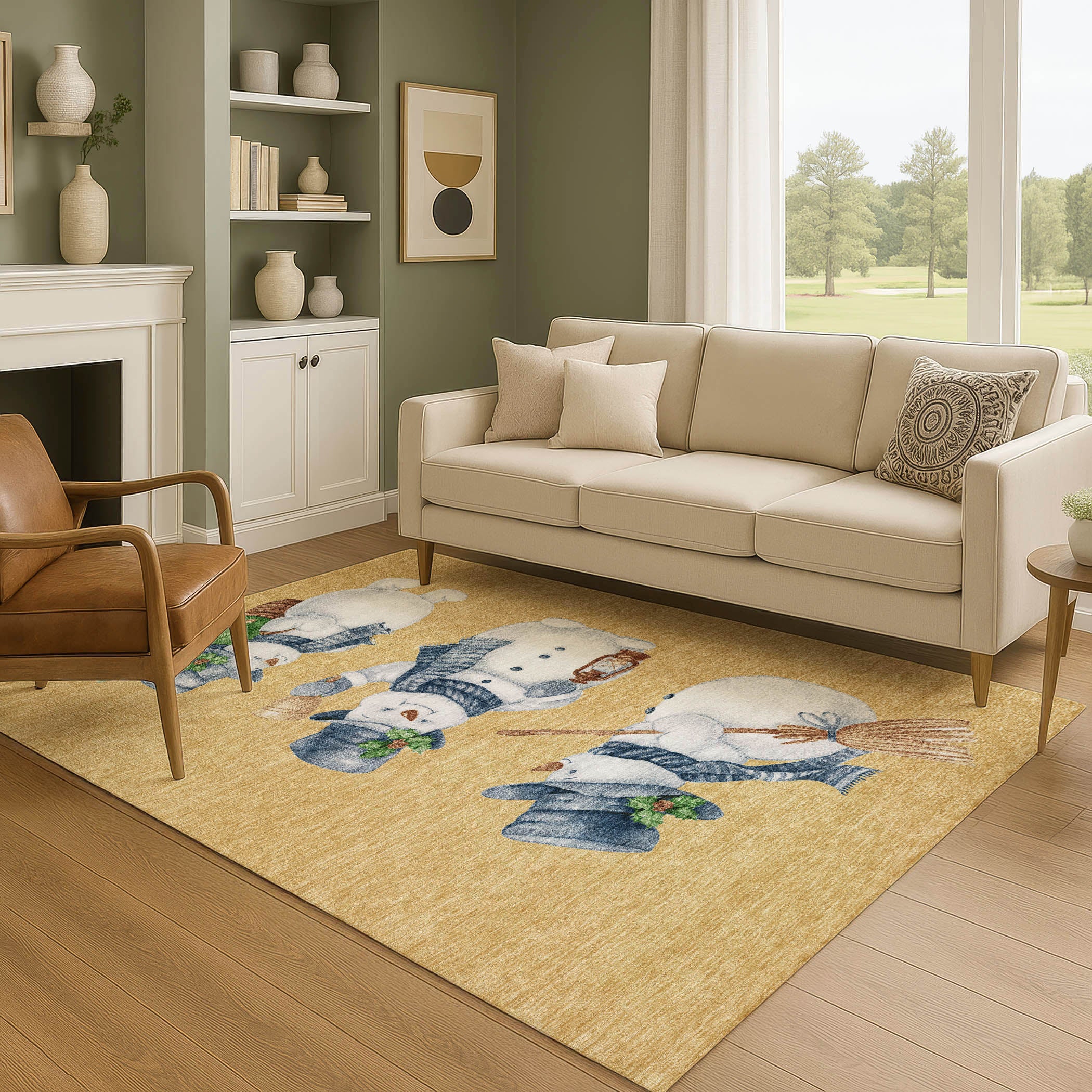 Baku Machine Washable Transitional Gold Rug 2'6" x 3'10" #shape_Rectangle
