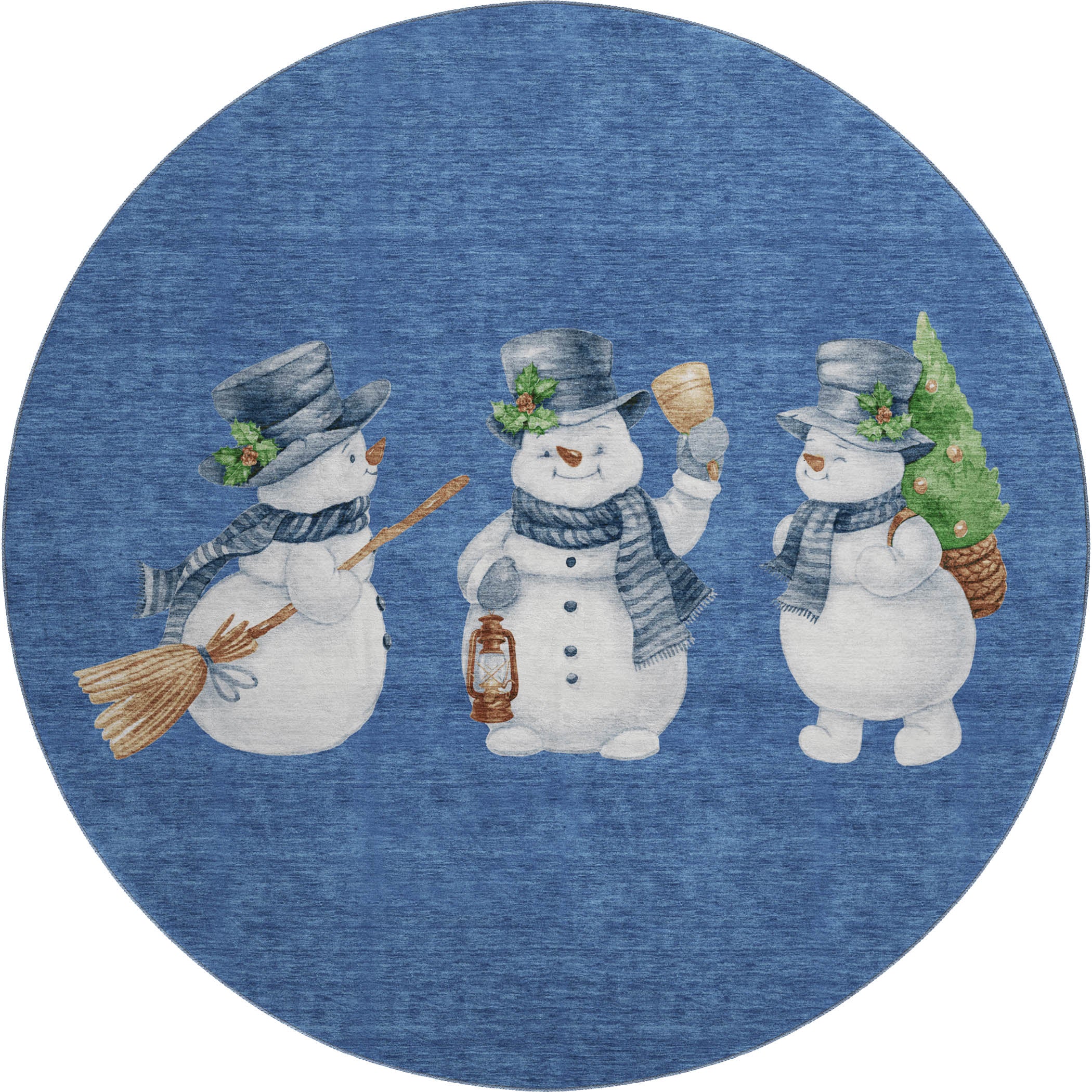 Baku Machine Washable Transitional Navy Blue Rug 8' x 8' #shape_Round