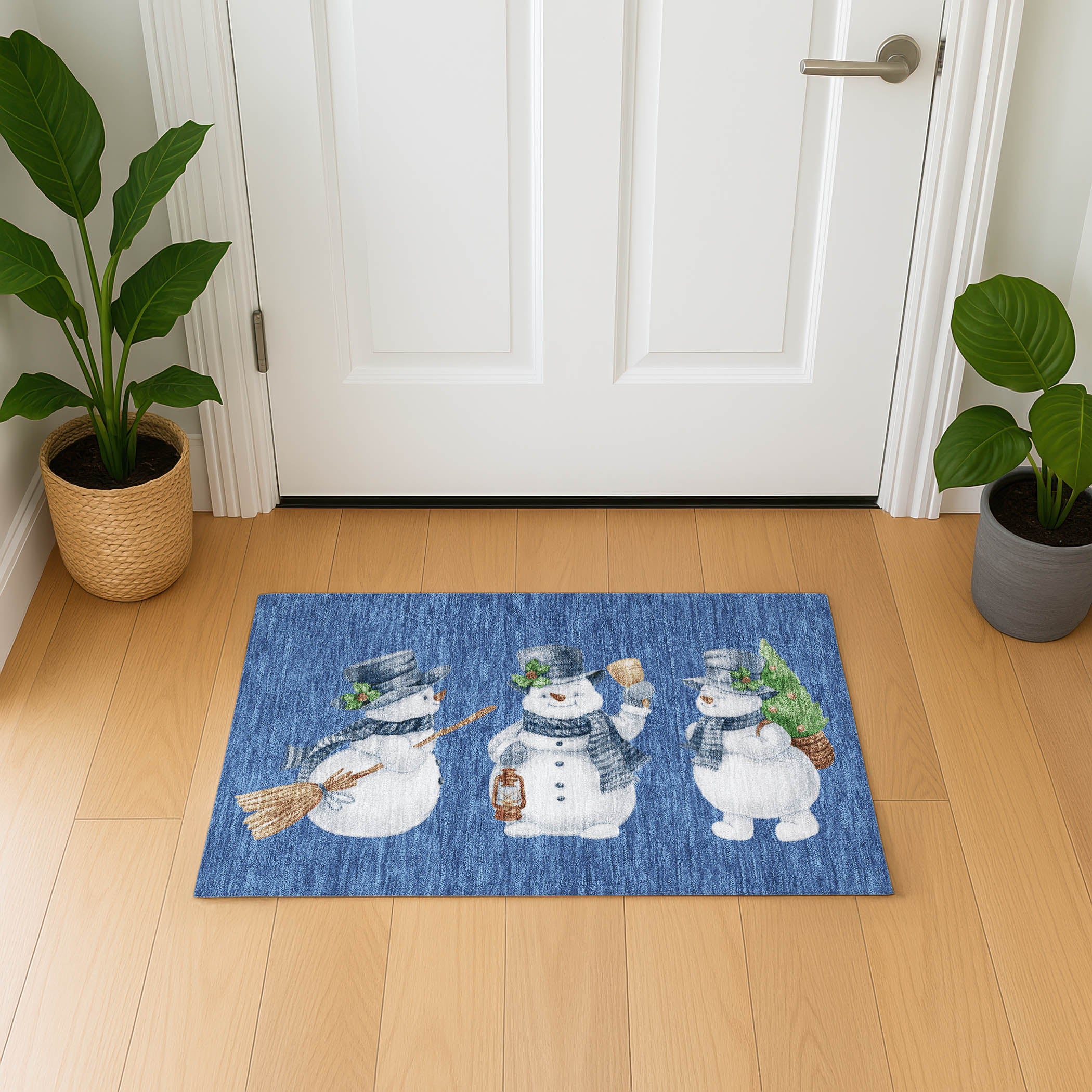 Baku Machine Washable Transitional Navy Blue Rug 1'8" x 2'6" #shape_Rectangle