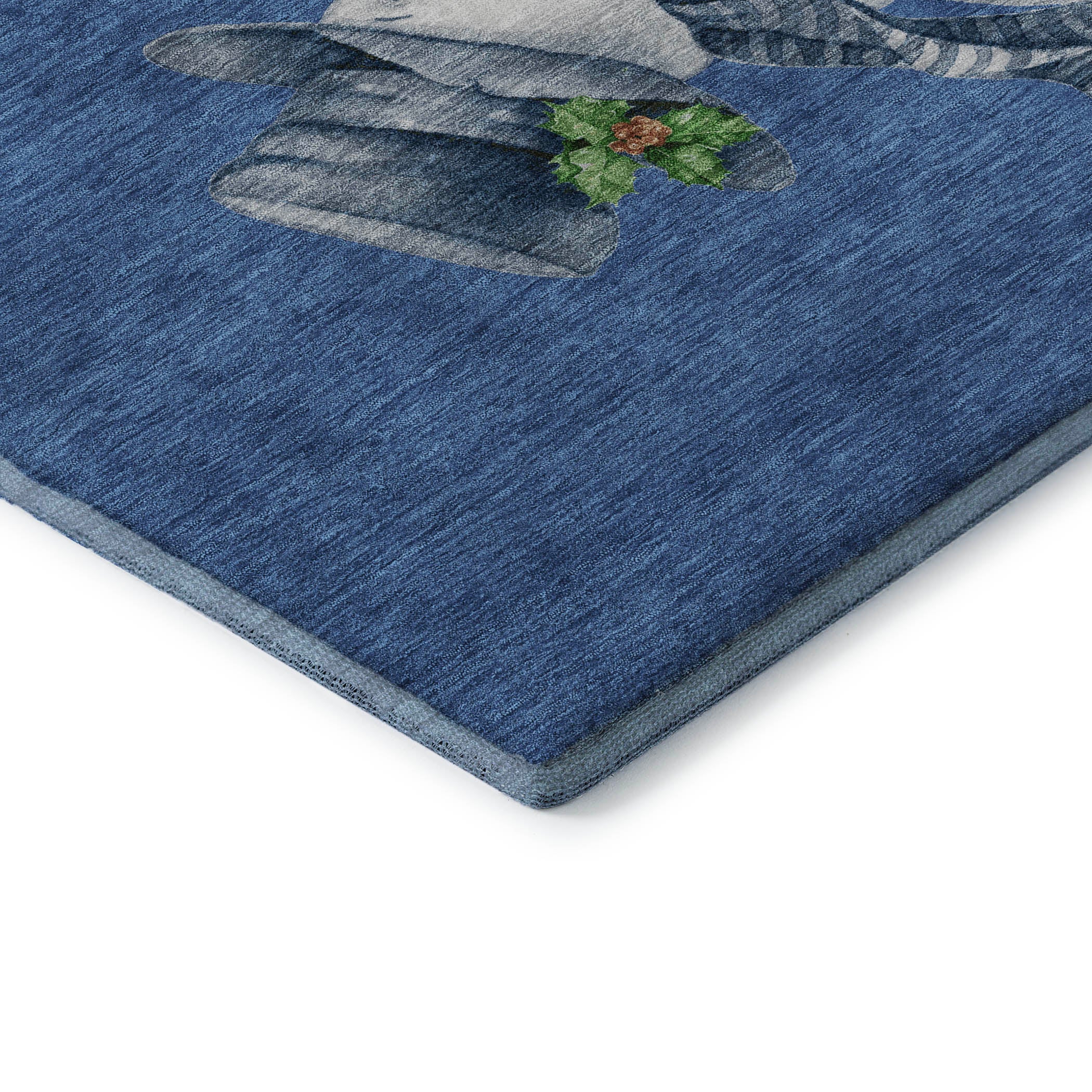 Baku Machine Washable Transitional Navy Blue Rug 1'8" x 2'6" #shape_Rectangle