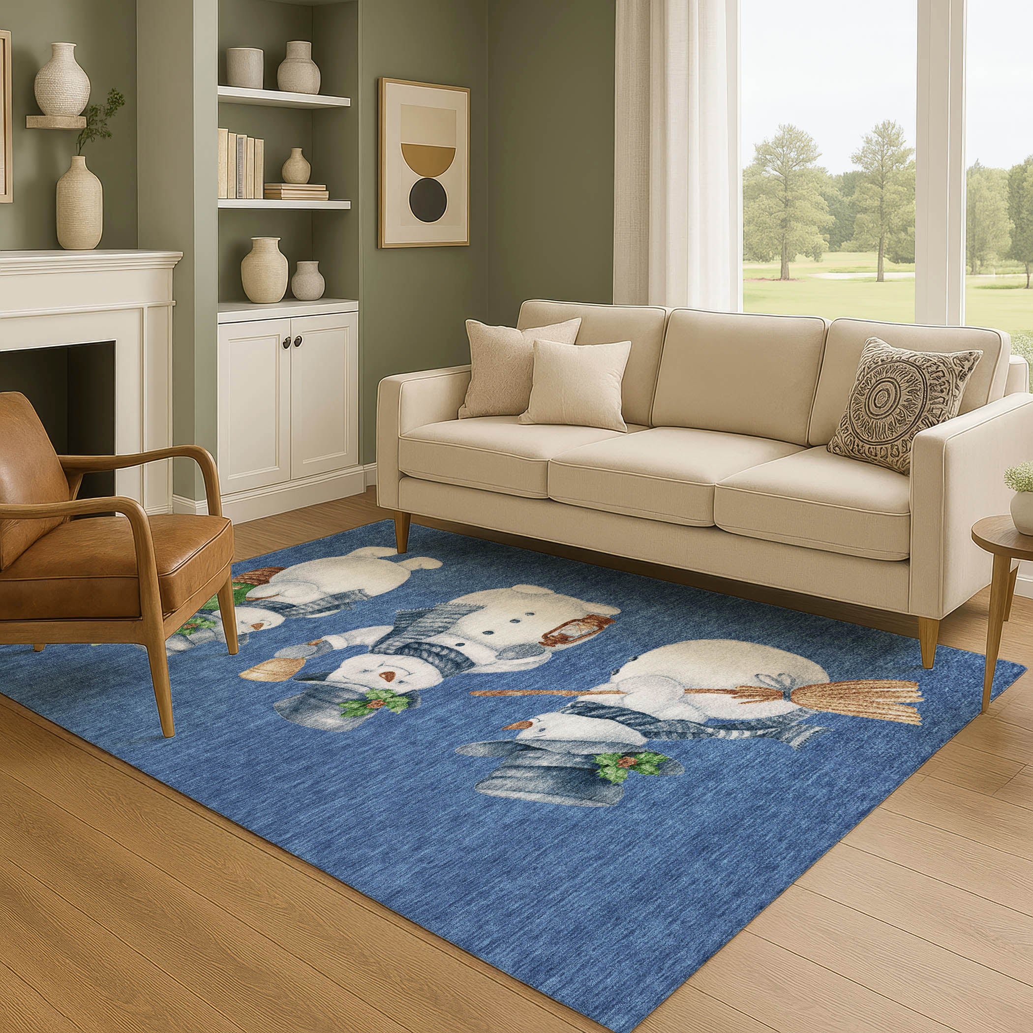 Baku Machine Washable Transitional Navy Blue Rug 2'6" x 3'10" #shape_Rectangle