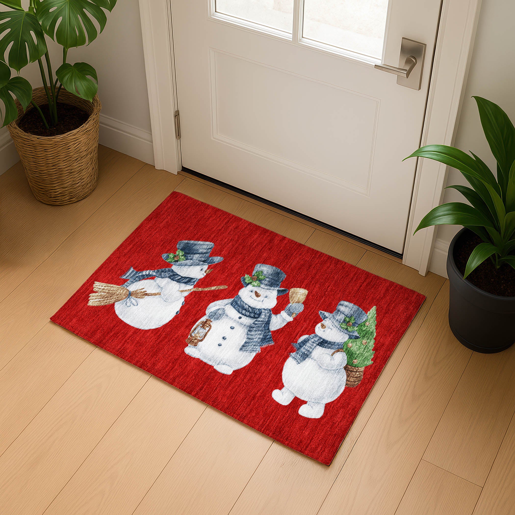 Baku Machine Washable Transitional Red Rug 1'8" x 2'6" #shape_Rectangle