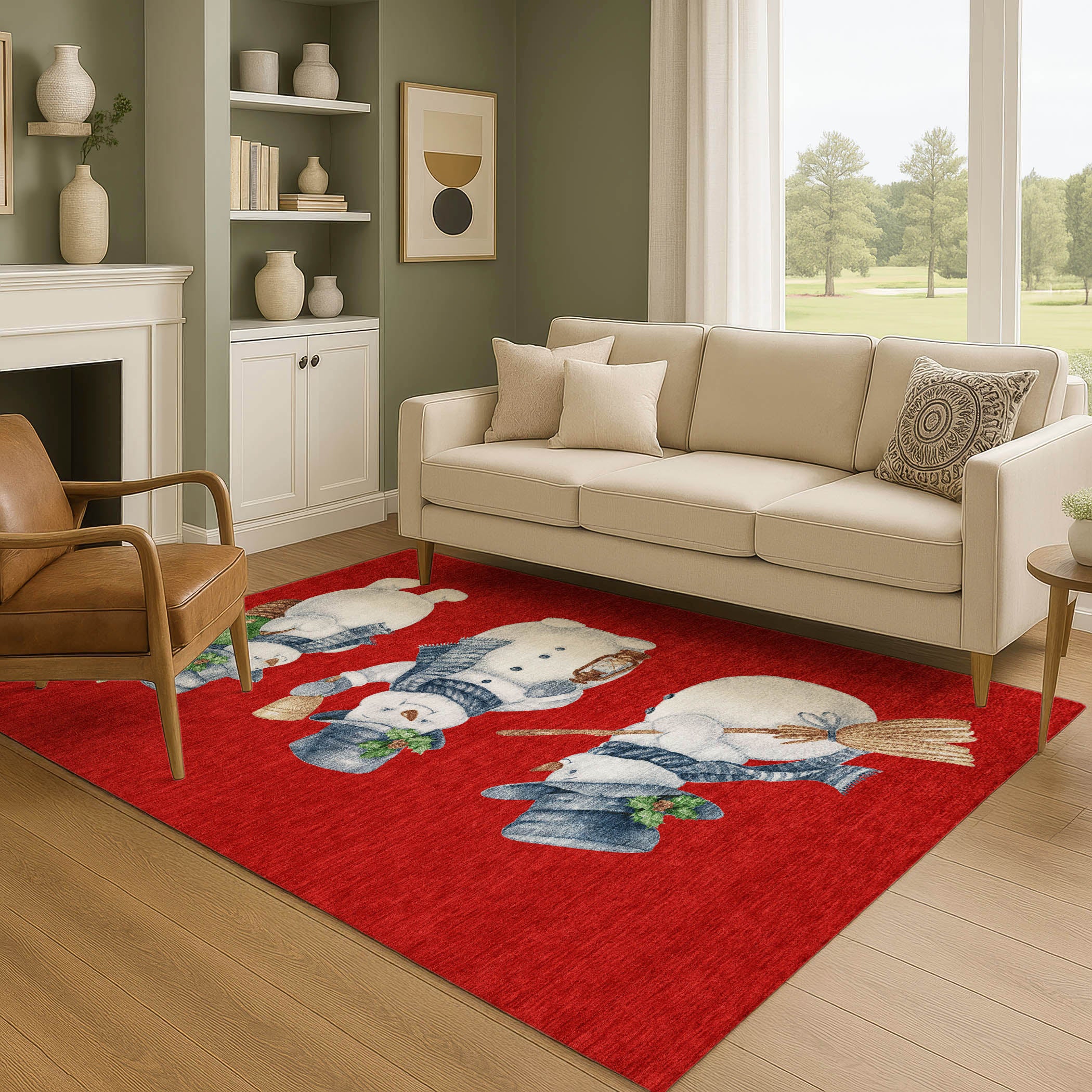 Baku Machine Washable Transitional Red Rug 2'6" x 3'10" #shape_Rectangle