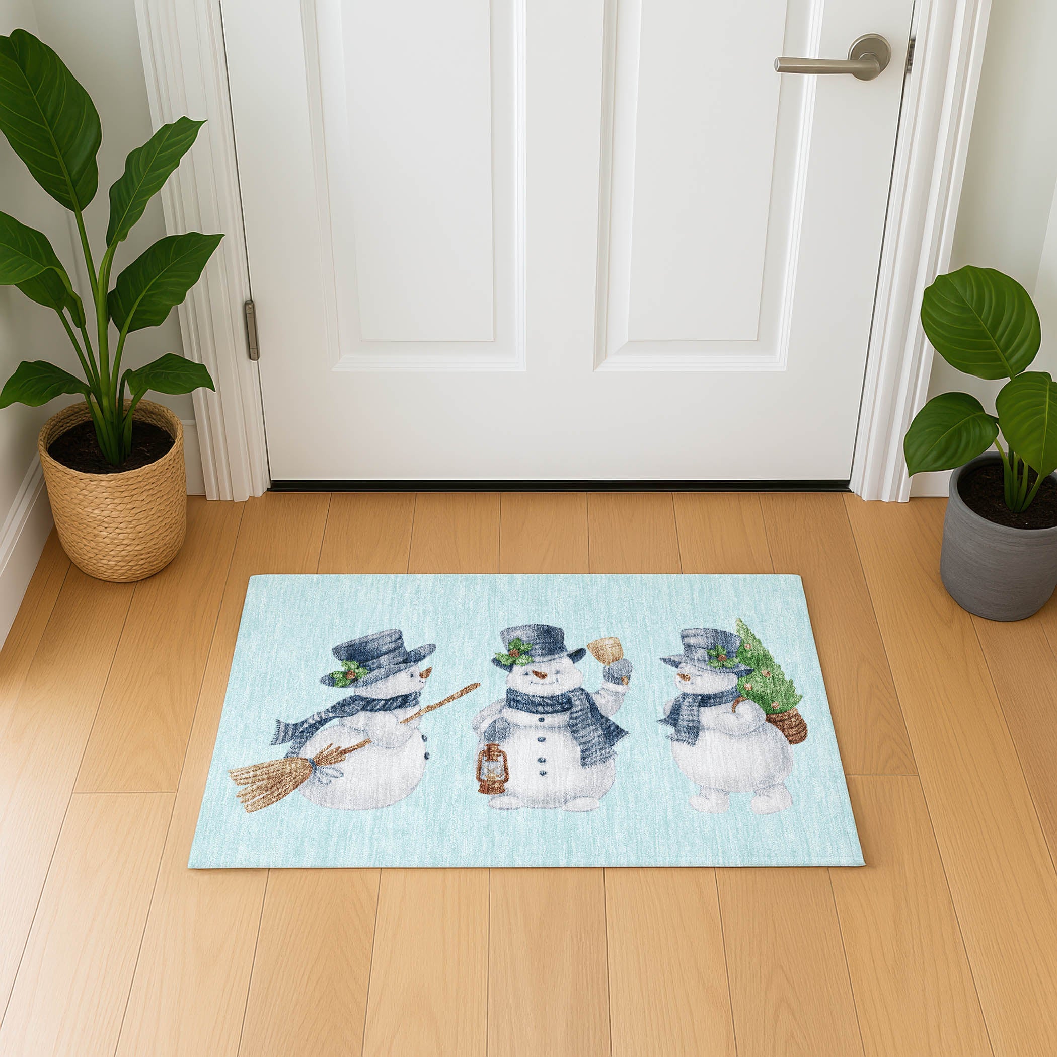 Baku Machine Washable Transitional Sky Blue Rug 1'8" x 2'6" #shape_Rectangle