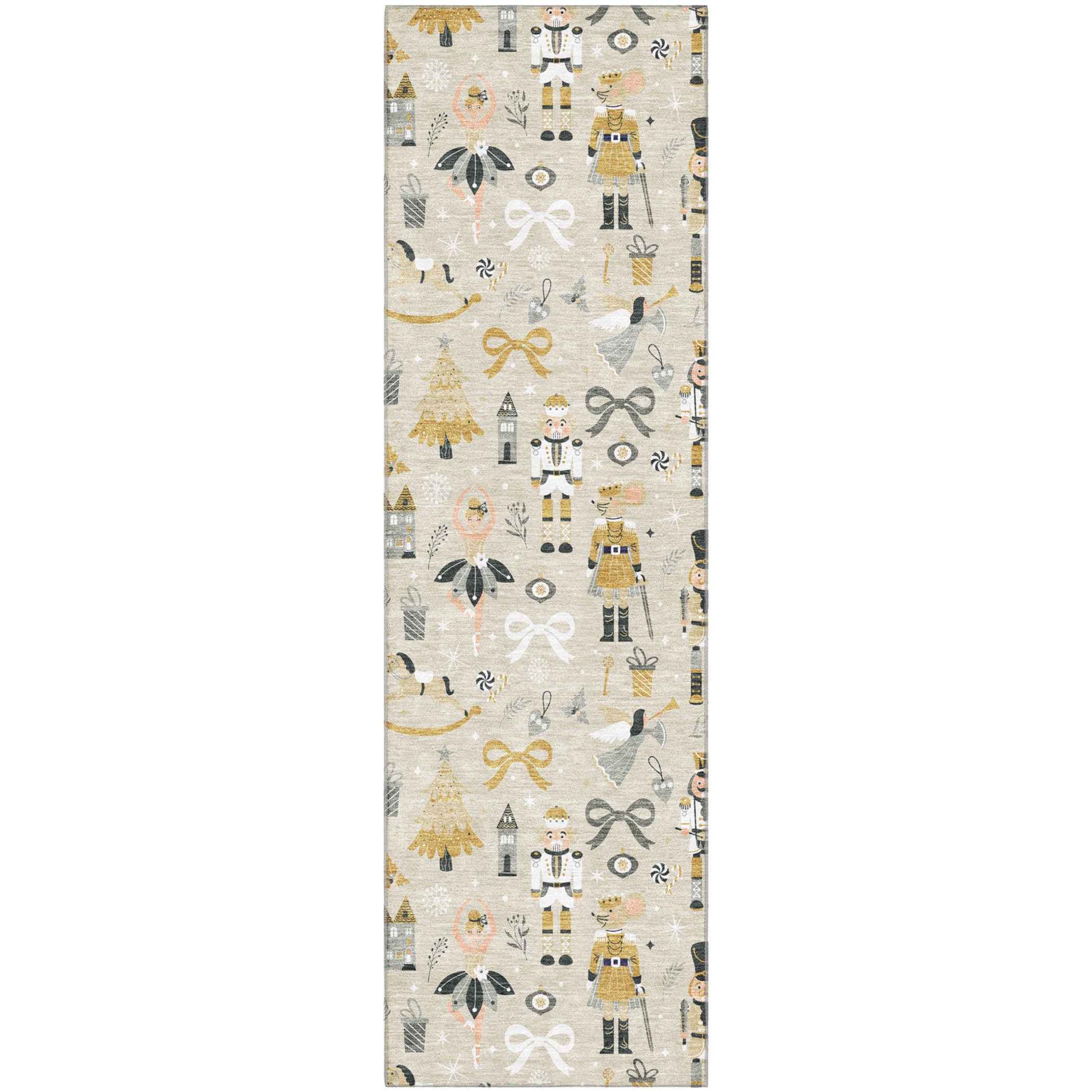 Antigua Machine Washable Transitional Beige Brown Rug 2'3" x 7'6" #shape_Runner