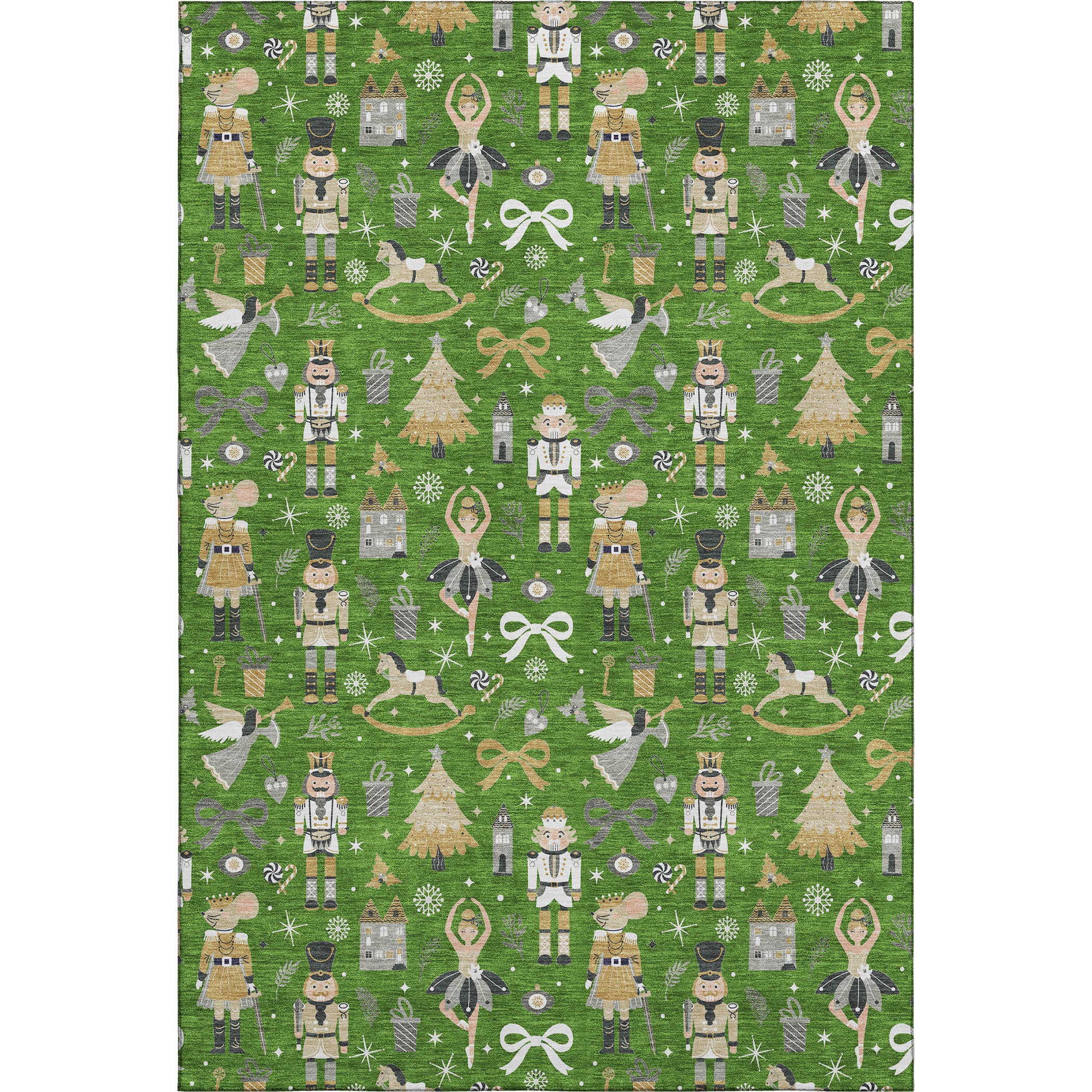 Antigua Machine Washable Transitional Green Rug 2'6" x 3'10" #shape_Rectangle