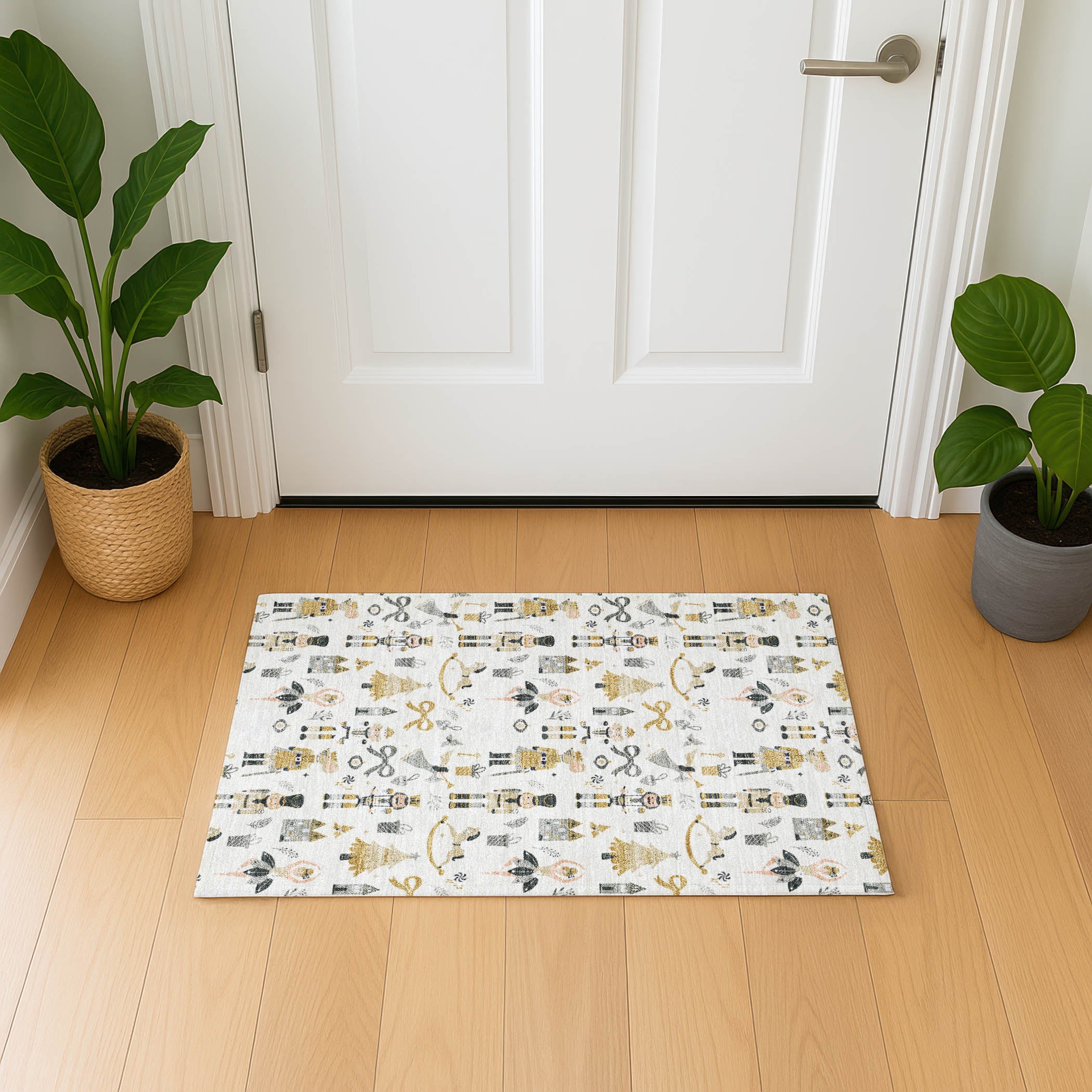 Antigua Machine Washable Transitional Ivory Rug 1'8" x 2'6" #shape_Rectangle