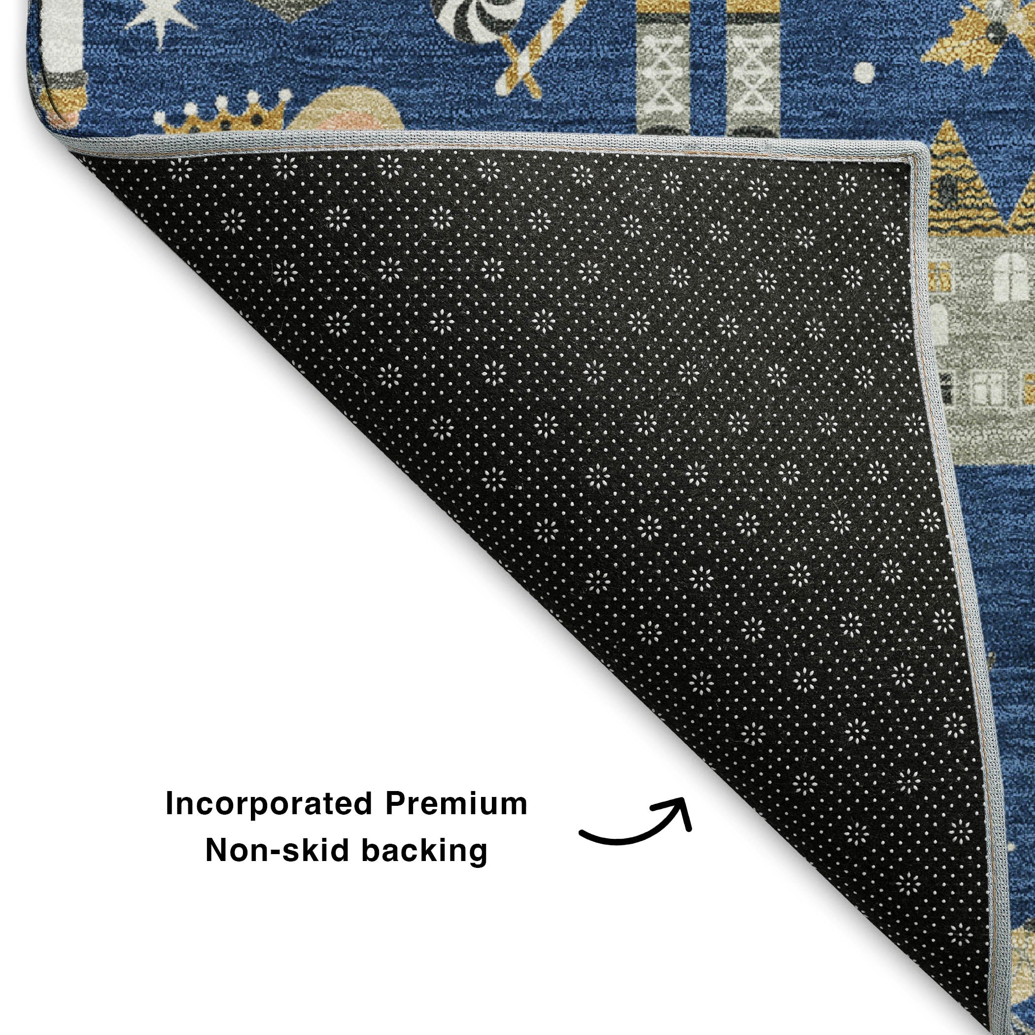 Antigua Machine Washable Transitional Navy Blue Rug 1'8" x 2'6" #shape_Rectangle