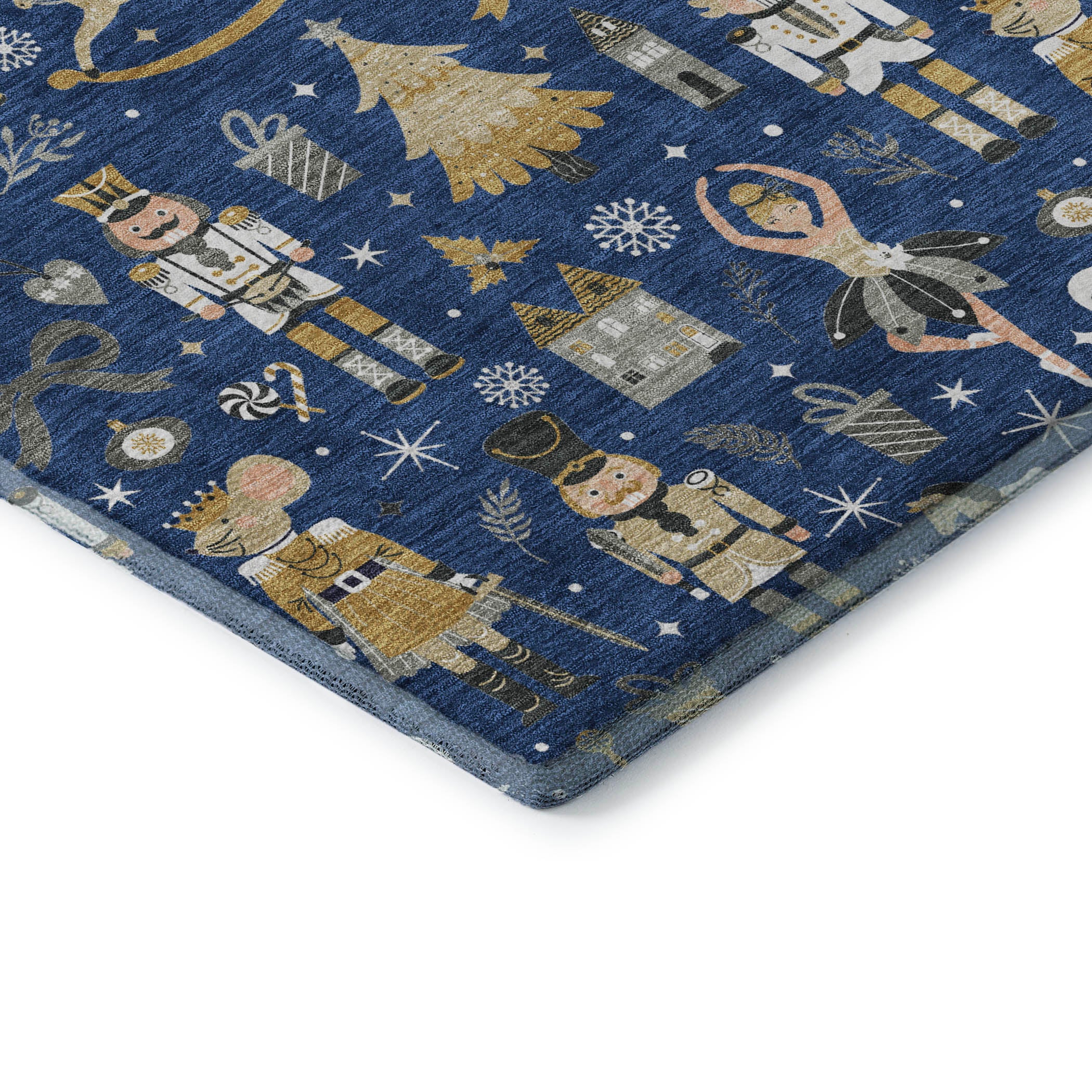 Antigua Machine Washable Transitional Navy Blue Rug 1'8" x 2'6" #shape_Rectangle