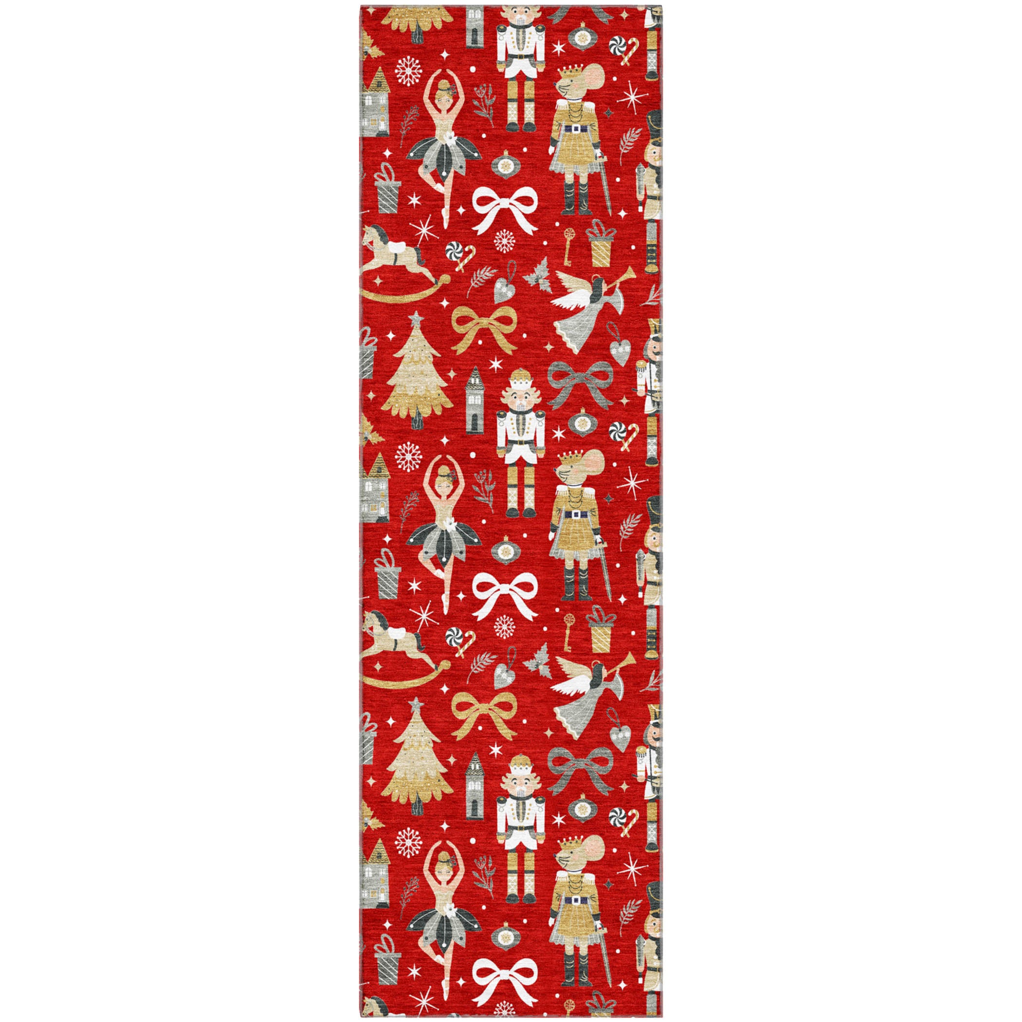 Antigua Machine Washable Transitional Red Rug 2'3" x 7'6" #shape_Runner