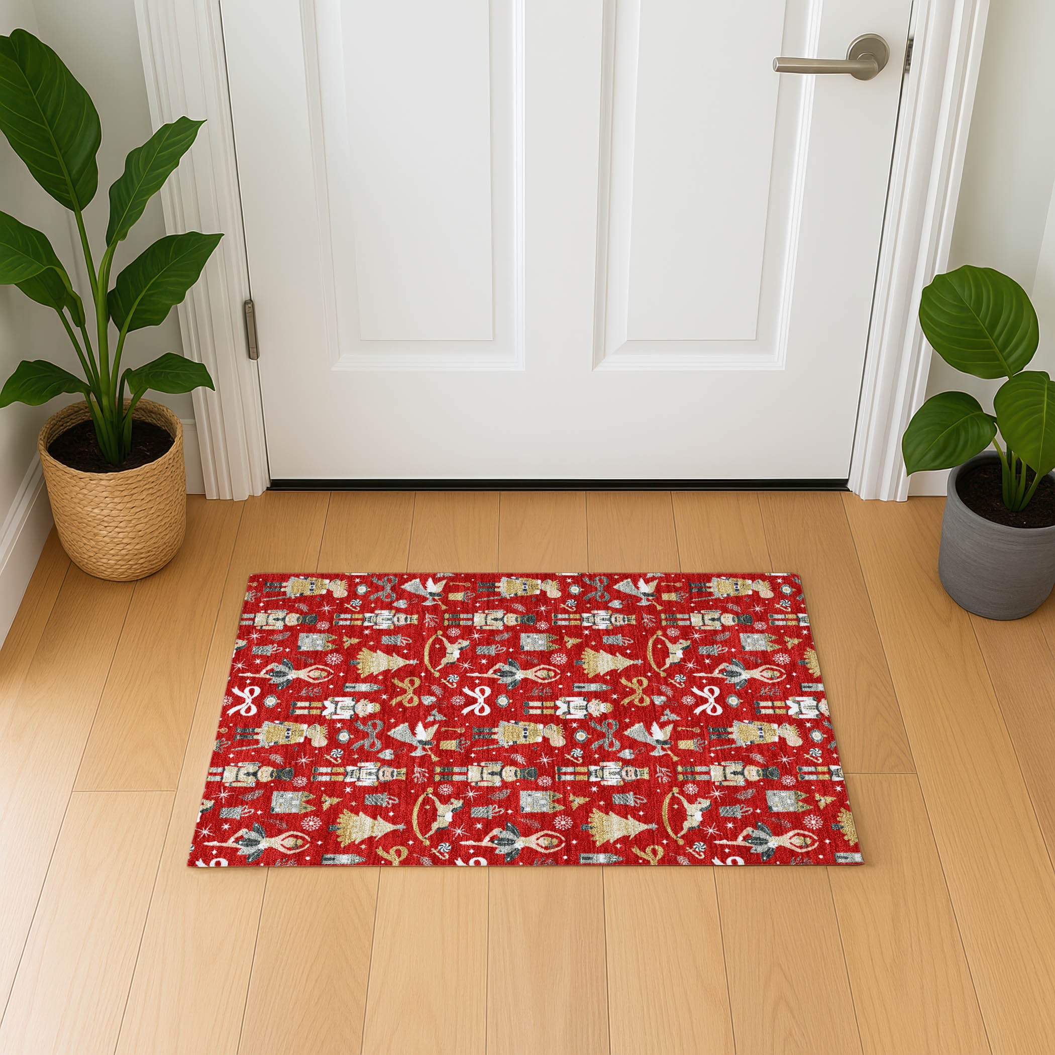 Antigua Machine Washable Transitional Red Rug 1'8" x 2'6" #shape_Rectangle