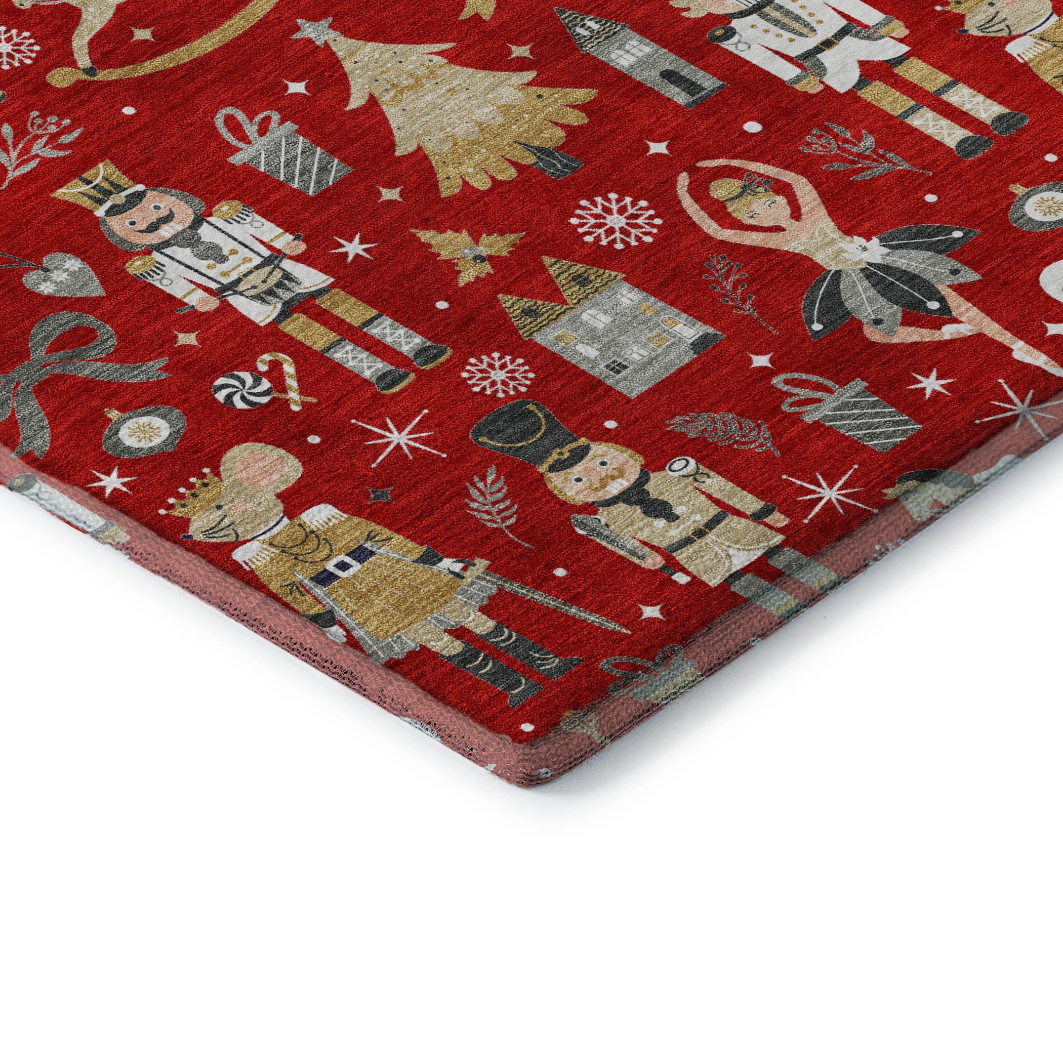 Antigua Machine Washable Transitional Red Rug 1'8" x 2'6" #shape_Rectangle