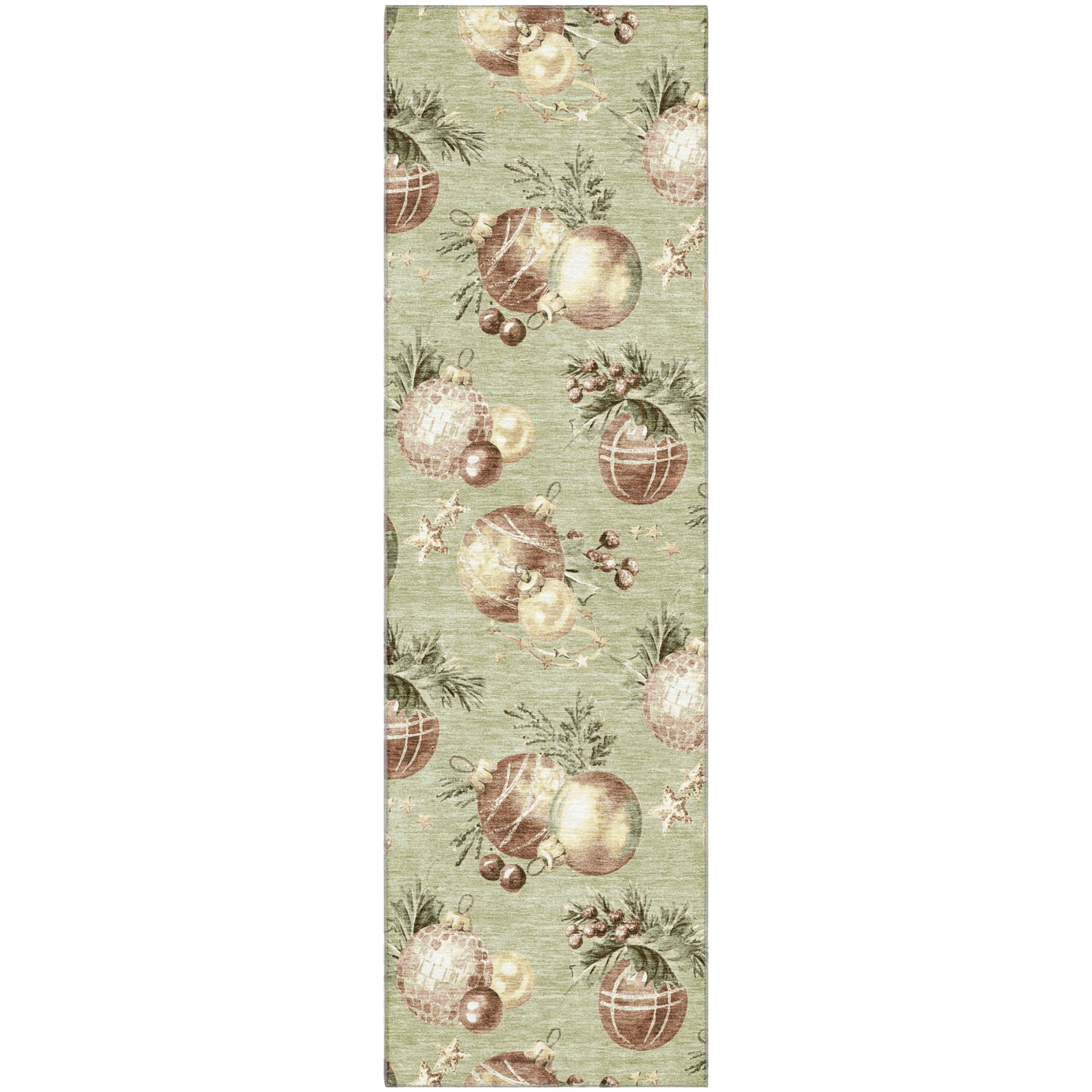 Athens Machine Washable Transitional Aloe Green Rug 2'3" x 7'6" #shape_Runner