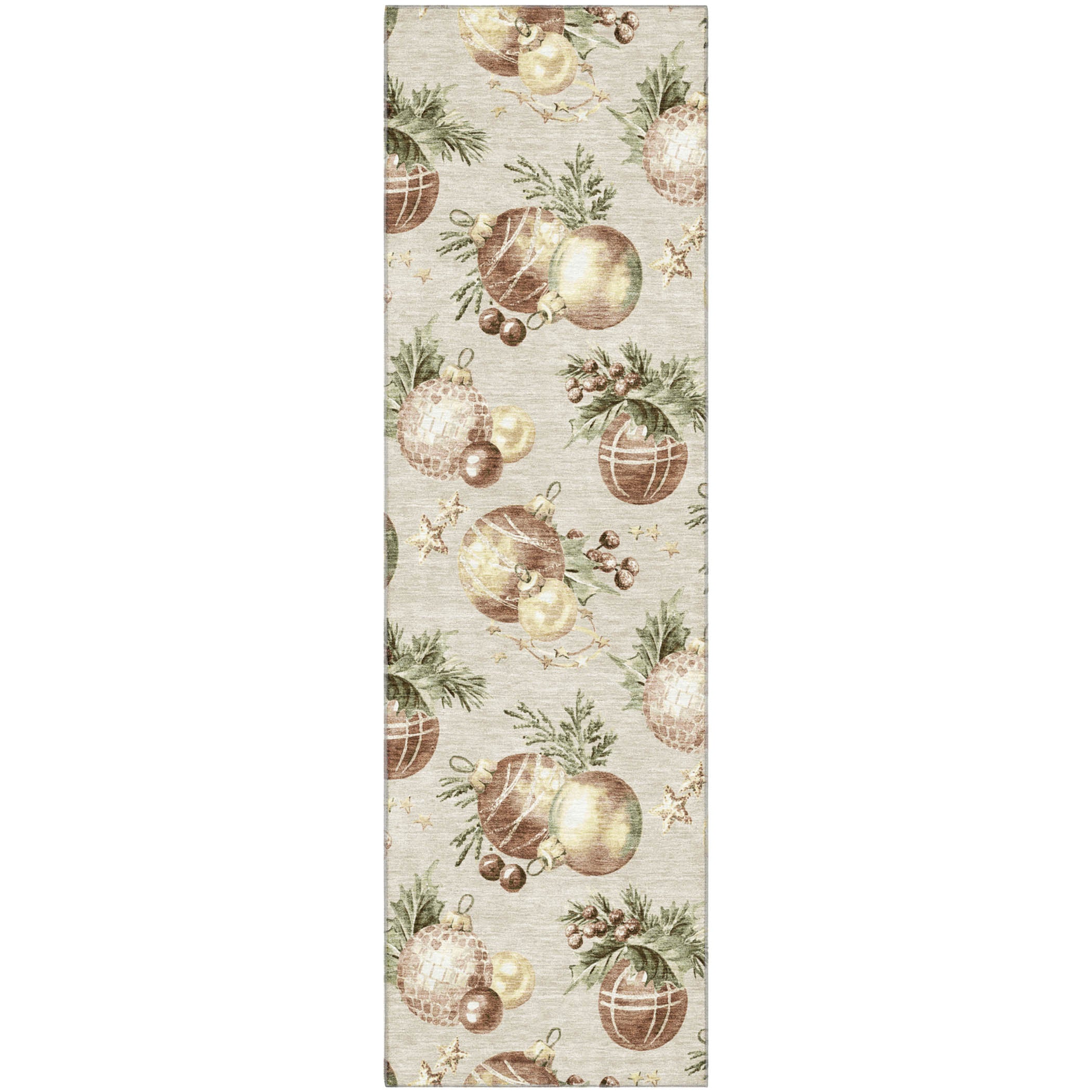 Athens Machine Washable Transitional Beige Brown Rug 2'3" x 7'6" #shape_Runner