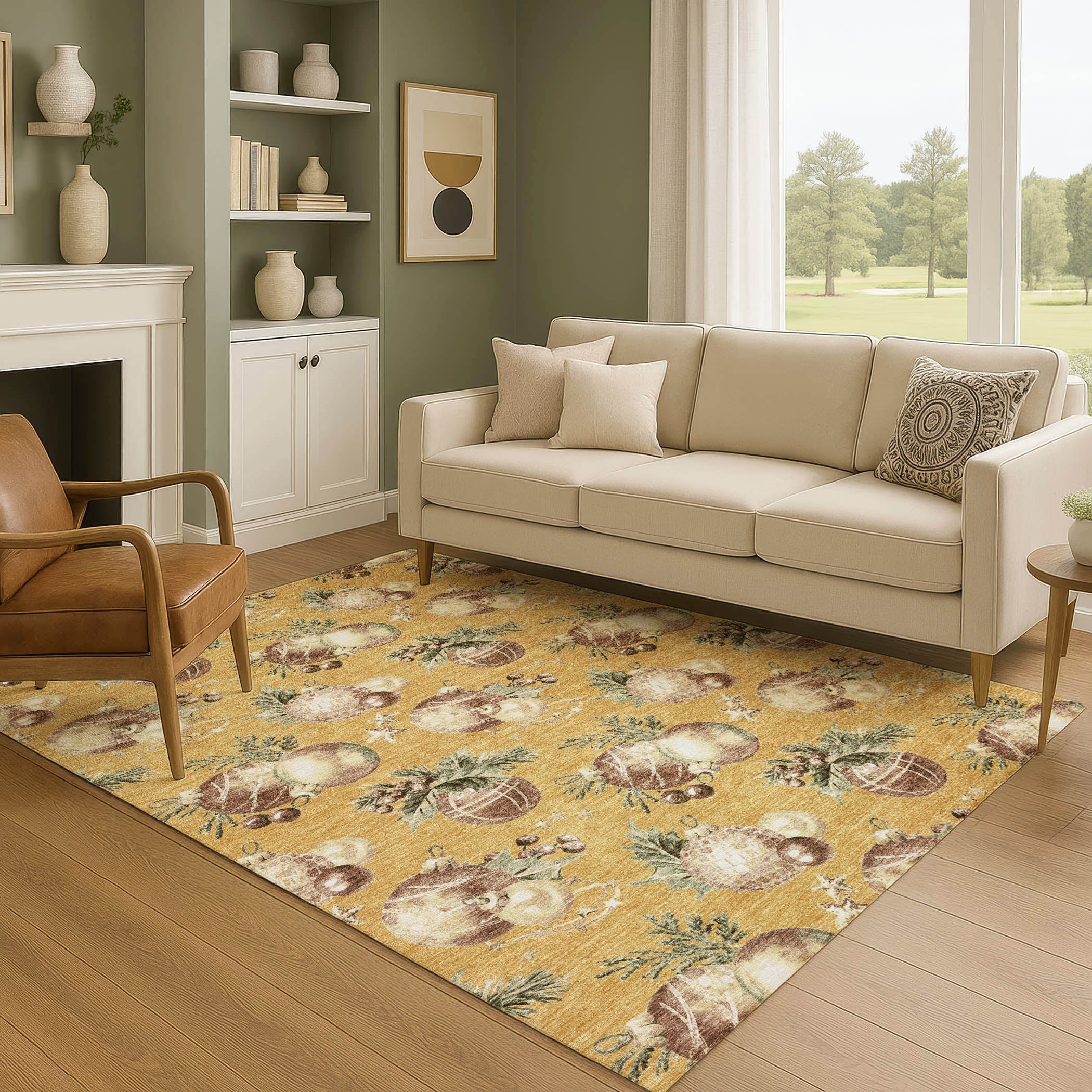 Athens Machine Washable Transitional Gold Rug 2'6" x 3'10" #shape_Rectangle