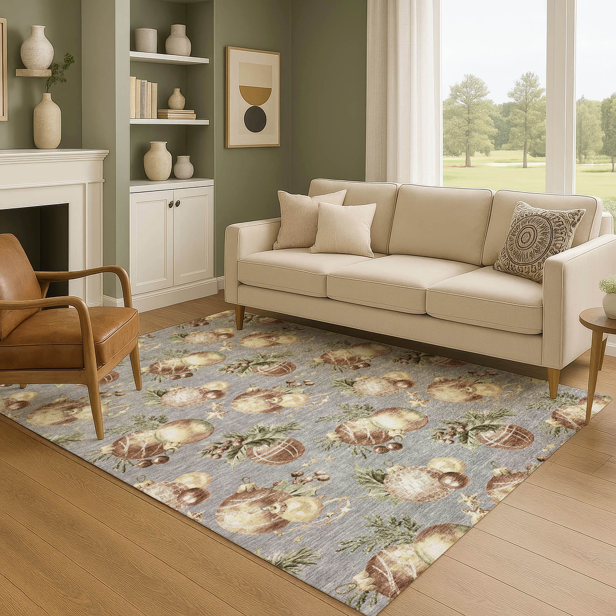 Athens Machine Washable Transitional Gray Rug 2'6" x 3'10" #shape_Rectangle