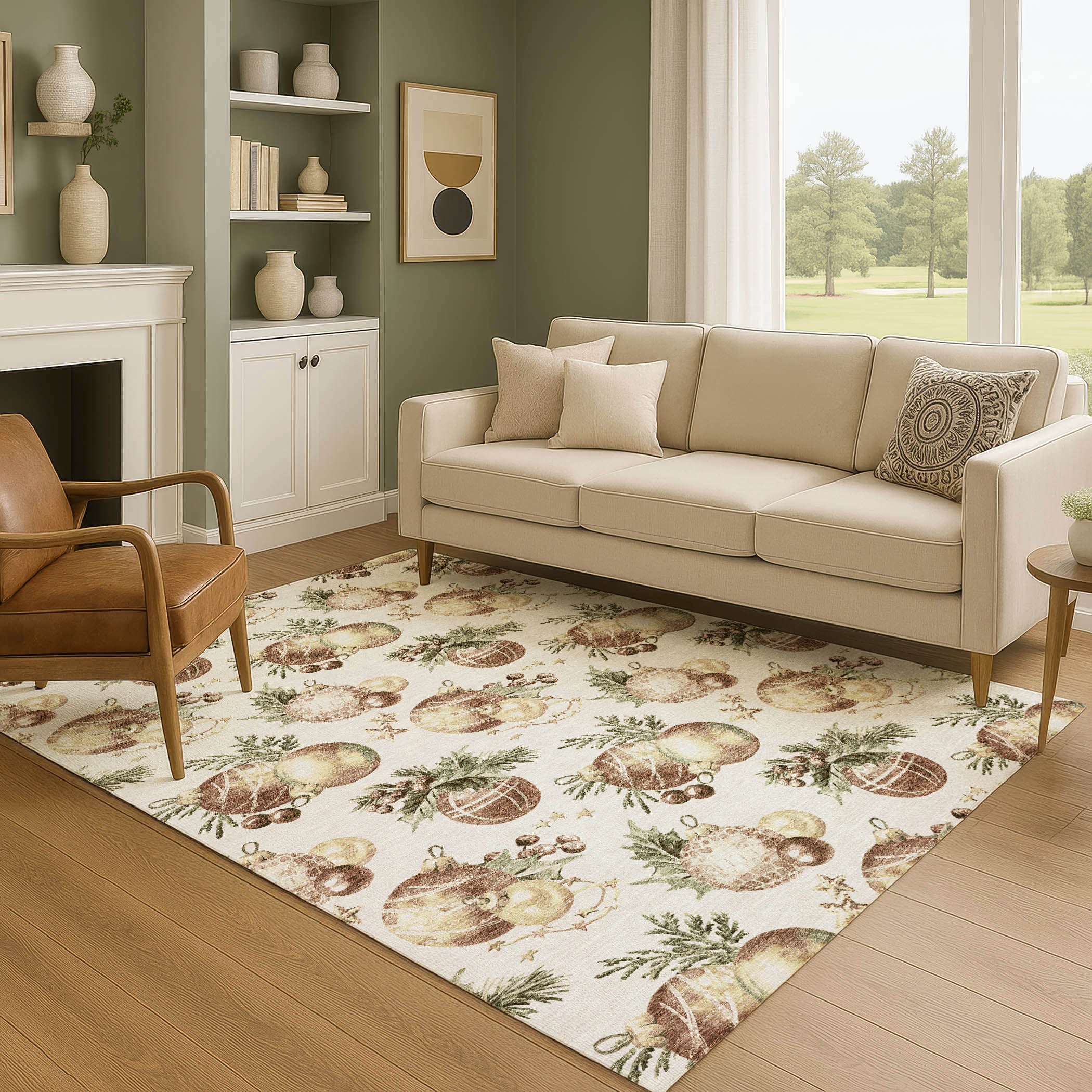 Athens Machine Washable Transitional Ivory Rug 2'6" x 3'10" #shape_Rectangle