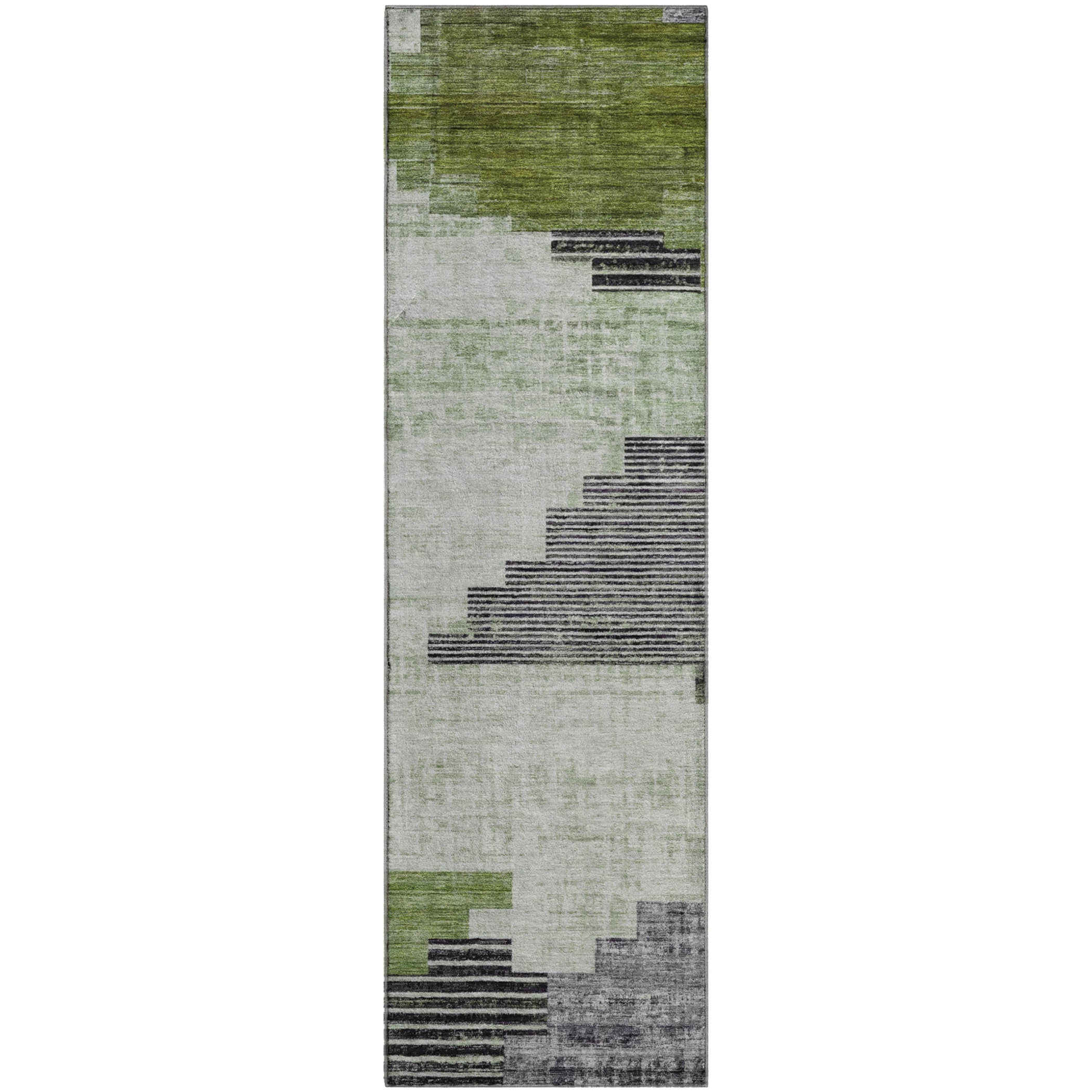 Havana Machine Washable Transitional Fern Green Rug 2'3" x 7'6" #shape_Runner