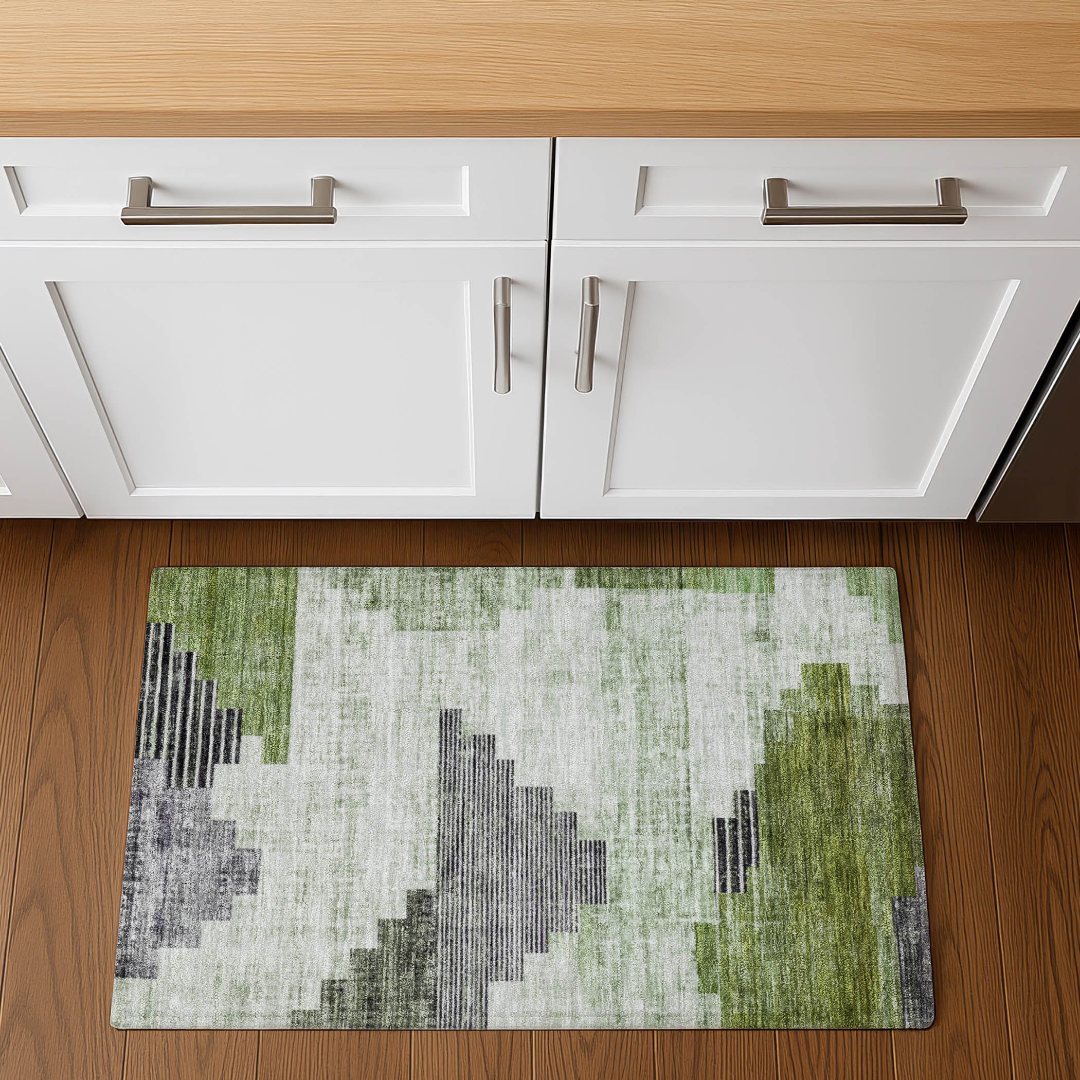 Havana Machine Washable Transitional Fern Green Rug 1'8" x 2'6" #shape_Rectangle