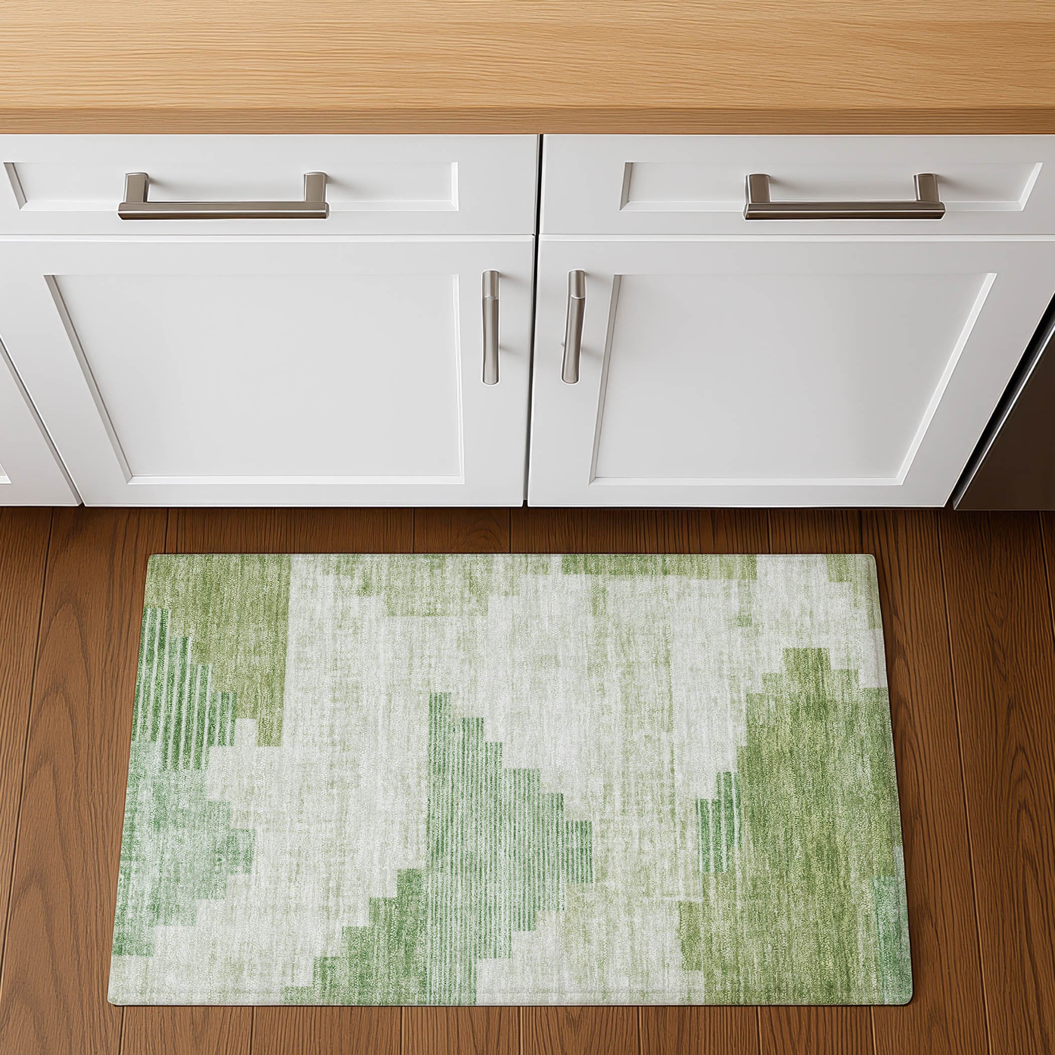 Havana Machine Washable Transitional Sage Green Rug 1'8" x 2'6" #shape_Rectangle