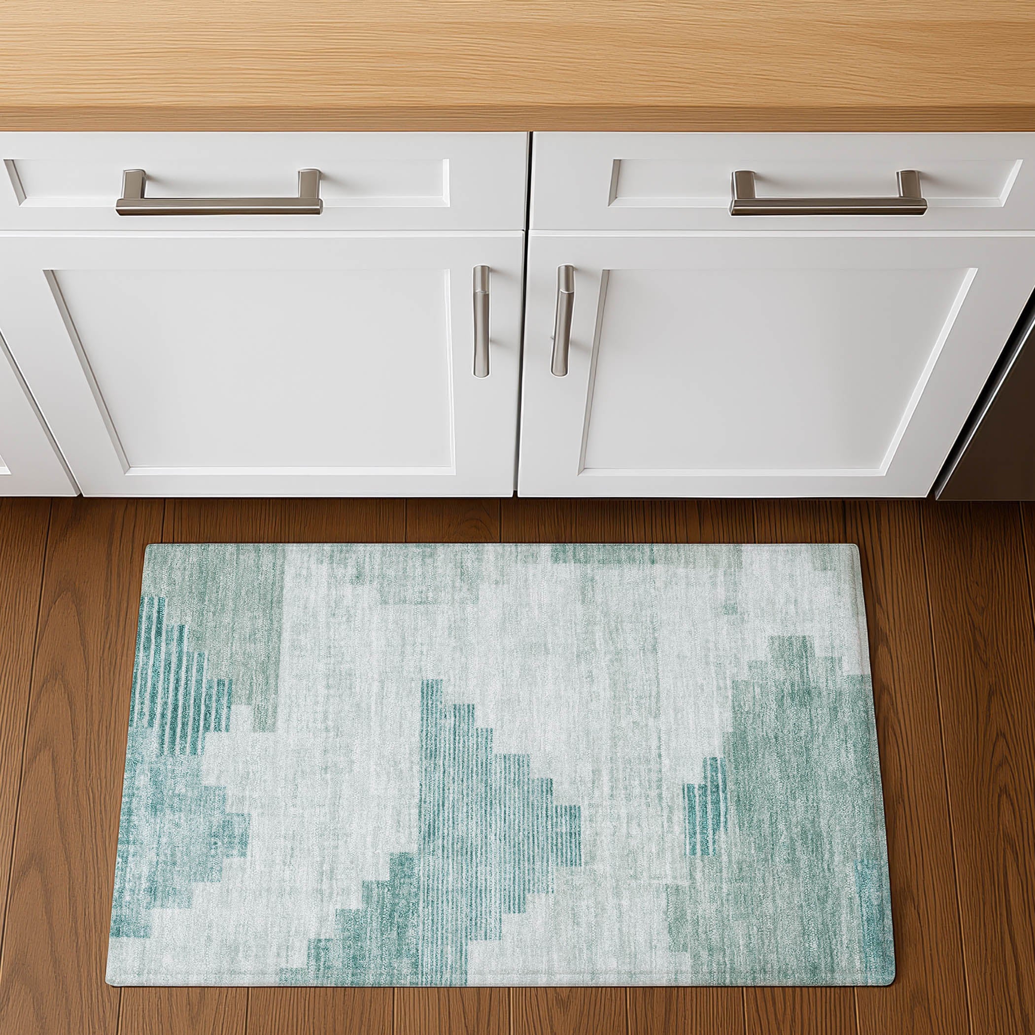 Havana Machine Washable Transitional Teal Rug 1'8" x 2'6" #shape_Rectangle