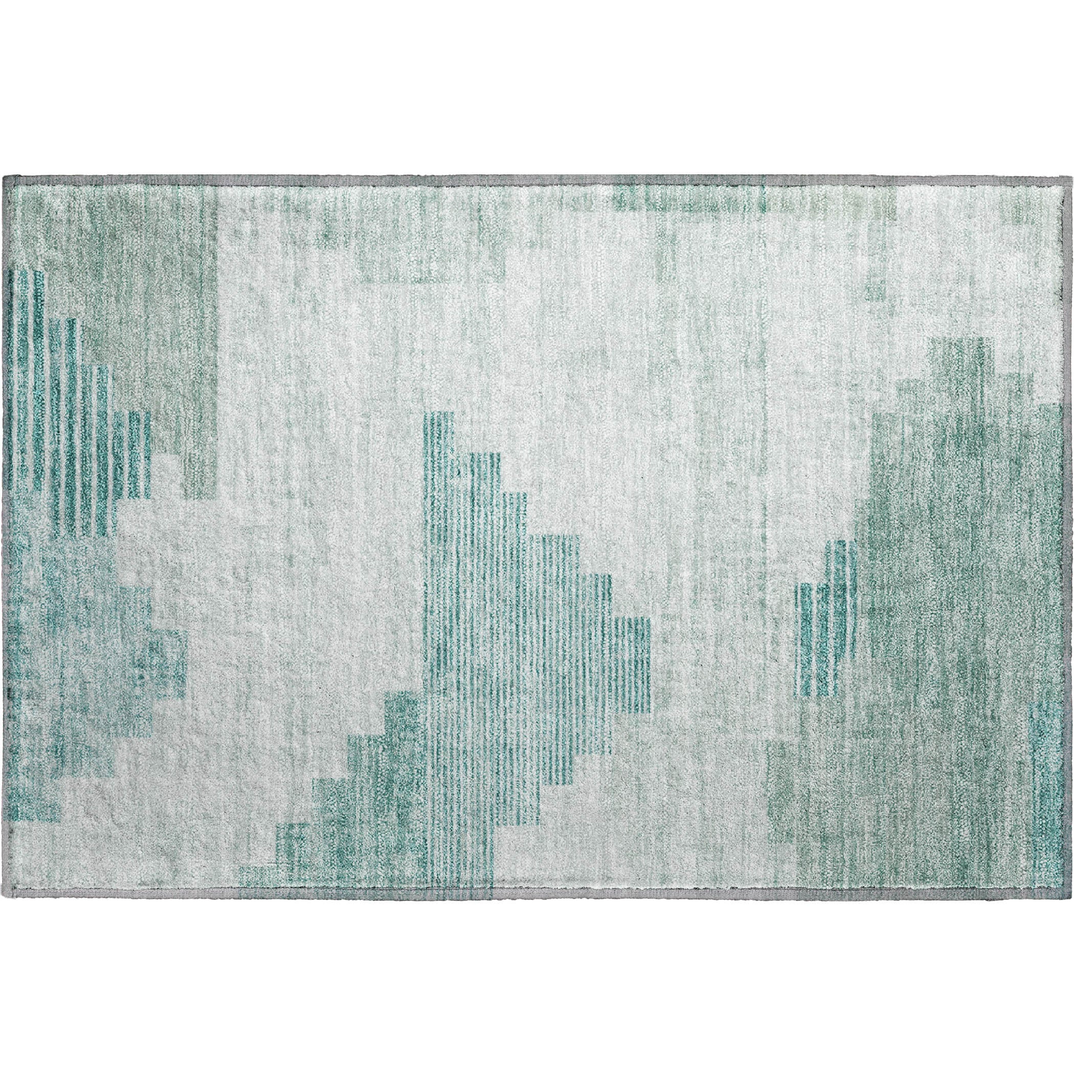 Havana Machine Washable Transitional Teal Rug 1'8" x 2'6" #shape_Rectangle