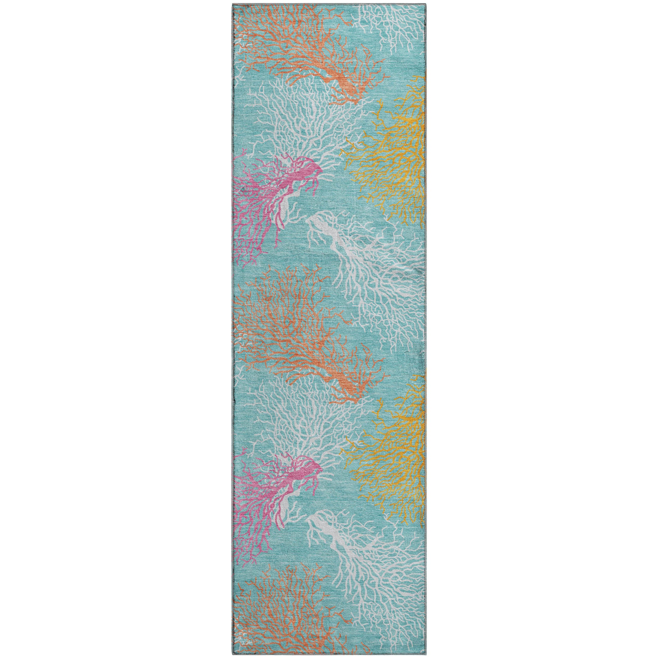 Reykjavik Machine Washable Coastal Aqua Teal Rug 2'3" x 7'6" #shape_Runner