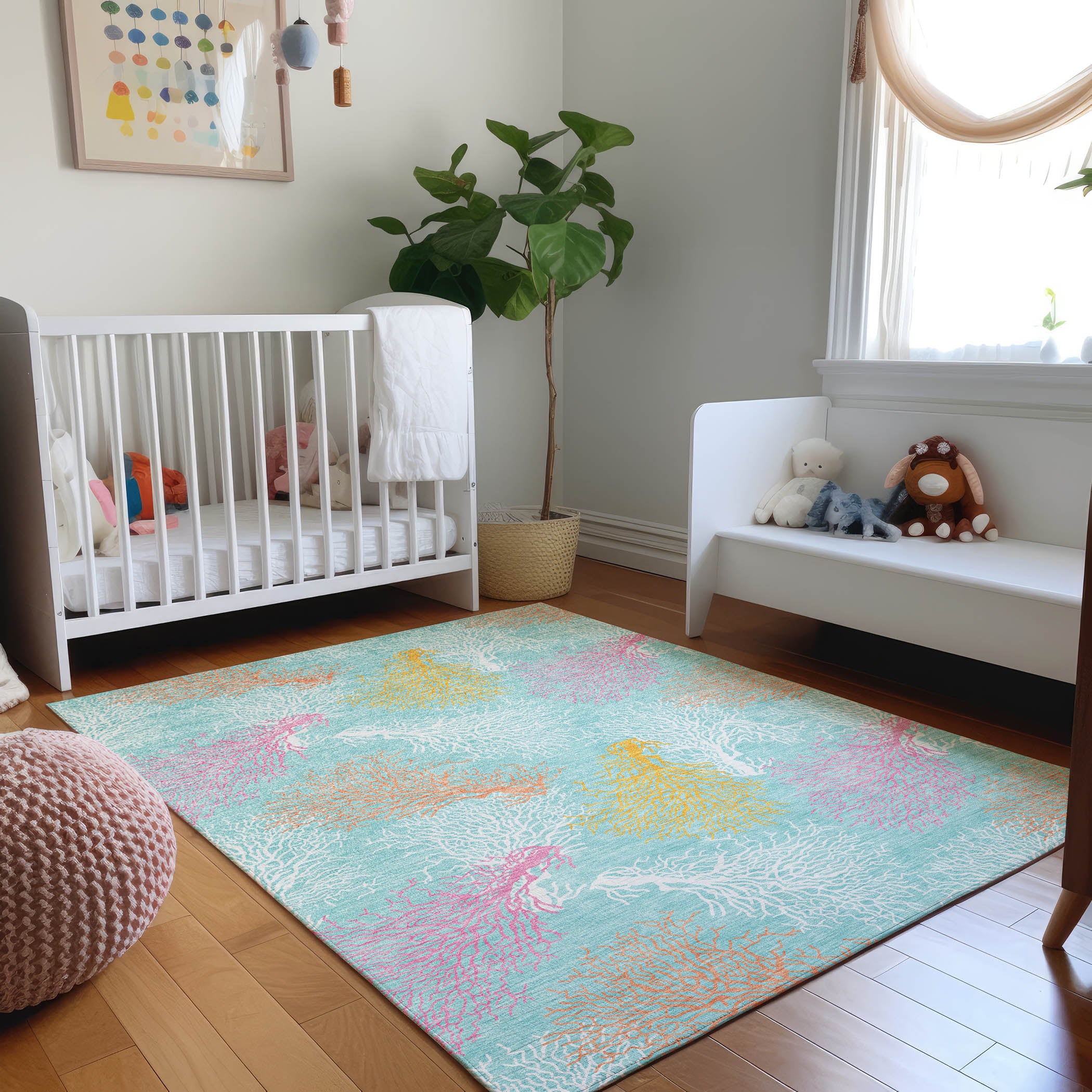 Reykjavik Machine Washable Coastal Aqua Teal Rug 2'6" x 3'10" #shape_Rectangle