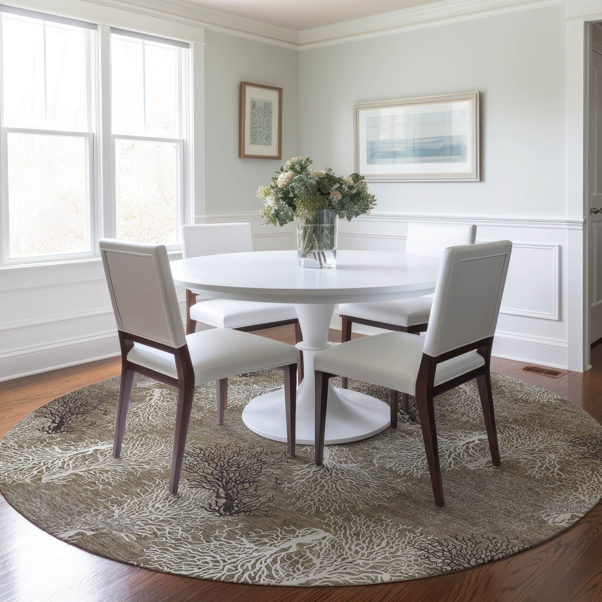 Reykjavik Machine Washable Coastal Latte Taupe Rug 8' x 8' #shape_Round