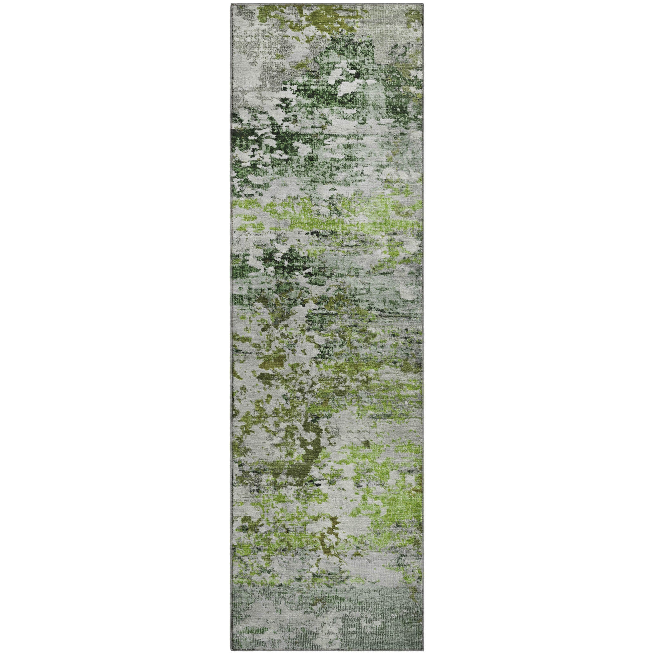 Tbilisi Machine Washable Transitional Aloe Green Rug 2'3" x 7'6" #shape_Runner