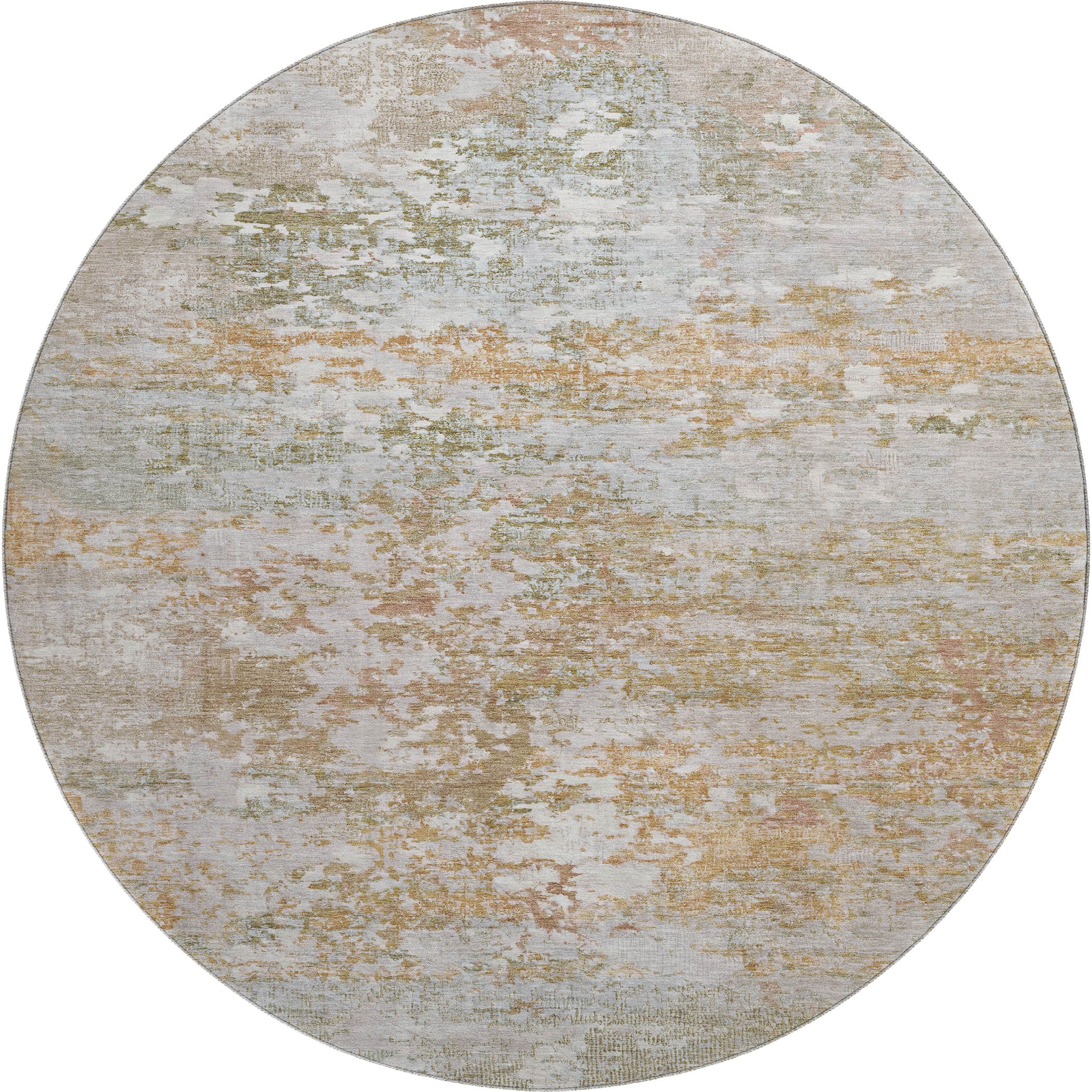 Tbilisi Machine Washable Transitional Coral Orange Rug 8' x 8' #shape_Round