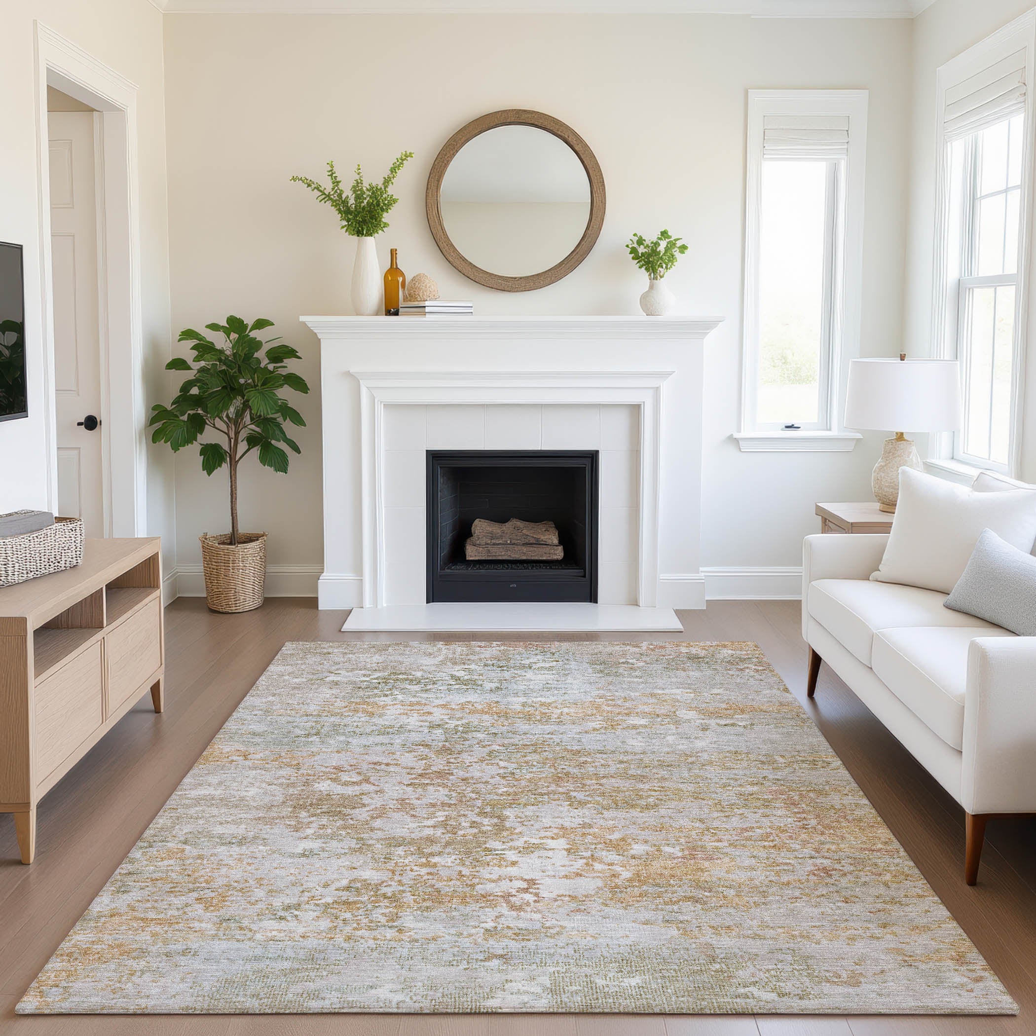 Tbilisi Machine Washable Transitional Coral Orange Rug 2'6" x 3'10" #shape_Rectangle