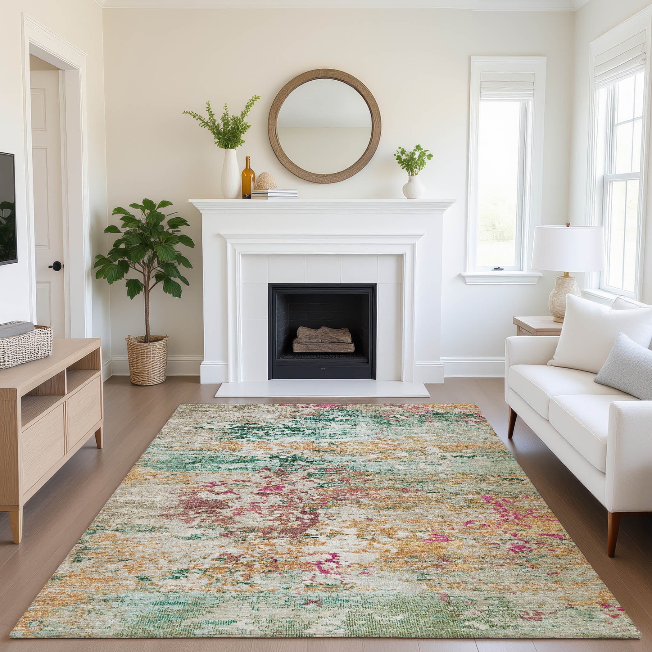 Tbilisi Machine Washable Transitional Orange Rug 2'6" x 3'10" #shape_Rectangle