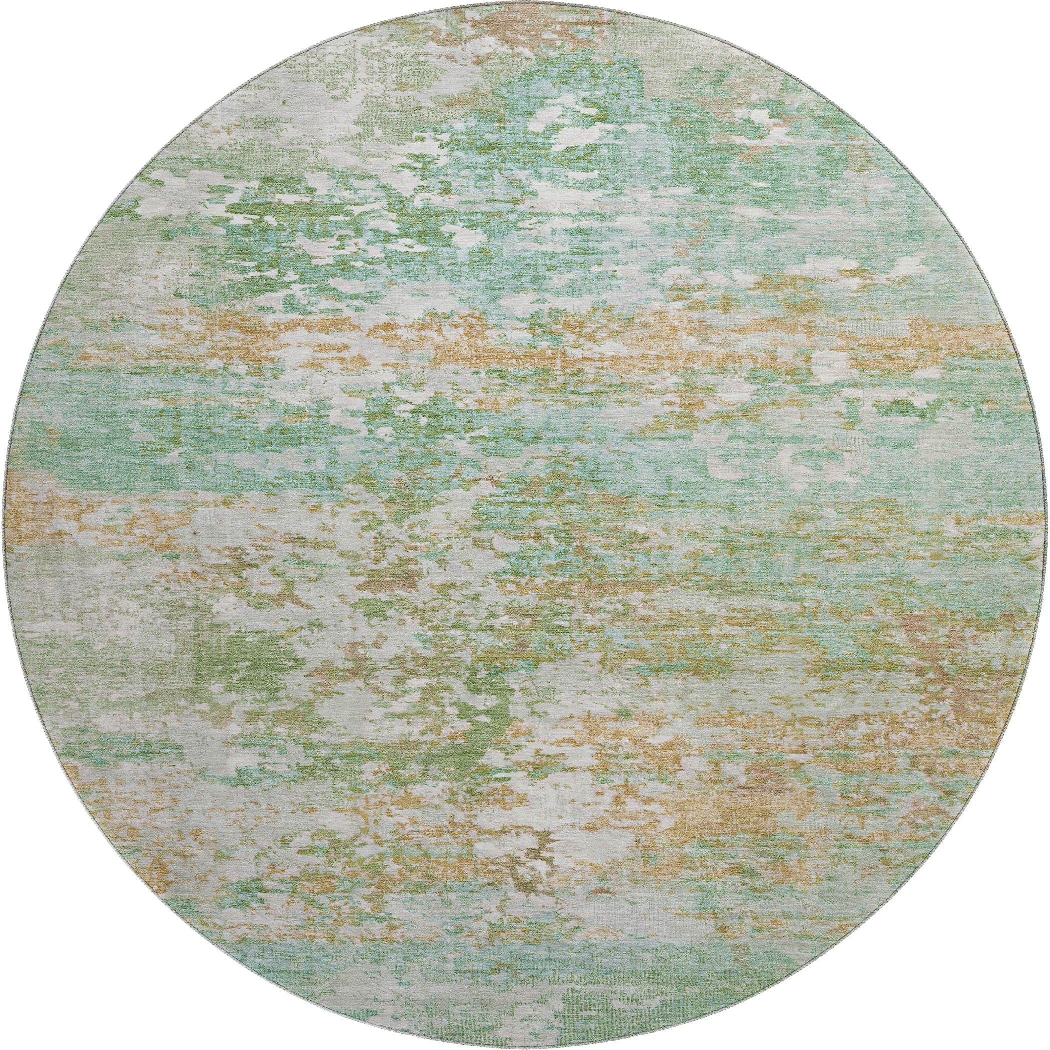 Tbilisi Machine Washable Transitional Teal Rug 8' x 8' #shape_Round