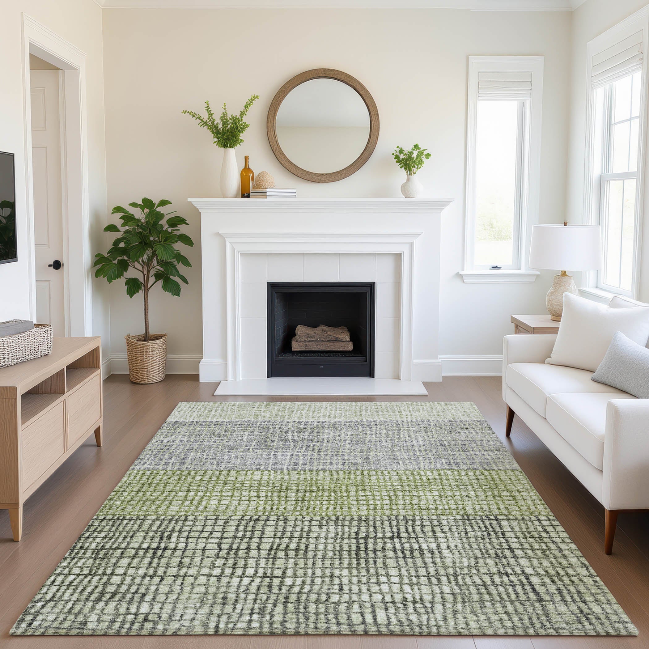 Seville Machine Washable Transitional Aloe Green Rug 2'6" x 3'10" #shape_Rectangle