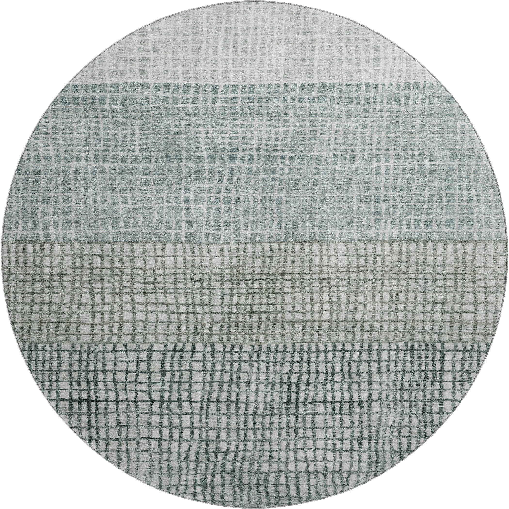 Seville Machine Washable Transitional Aqua Teal Rug 8' x 8' #shape_Round