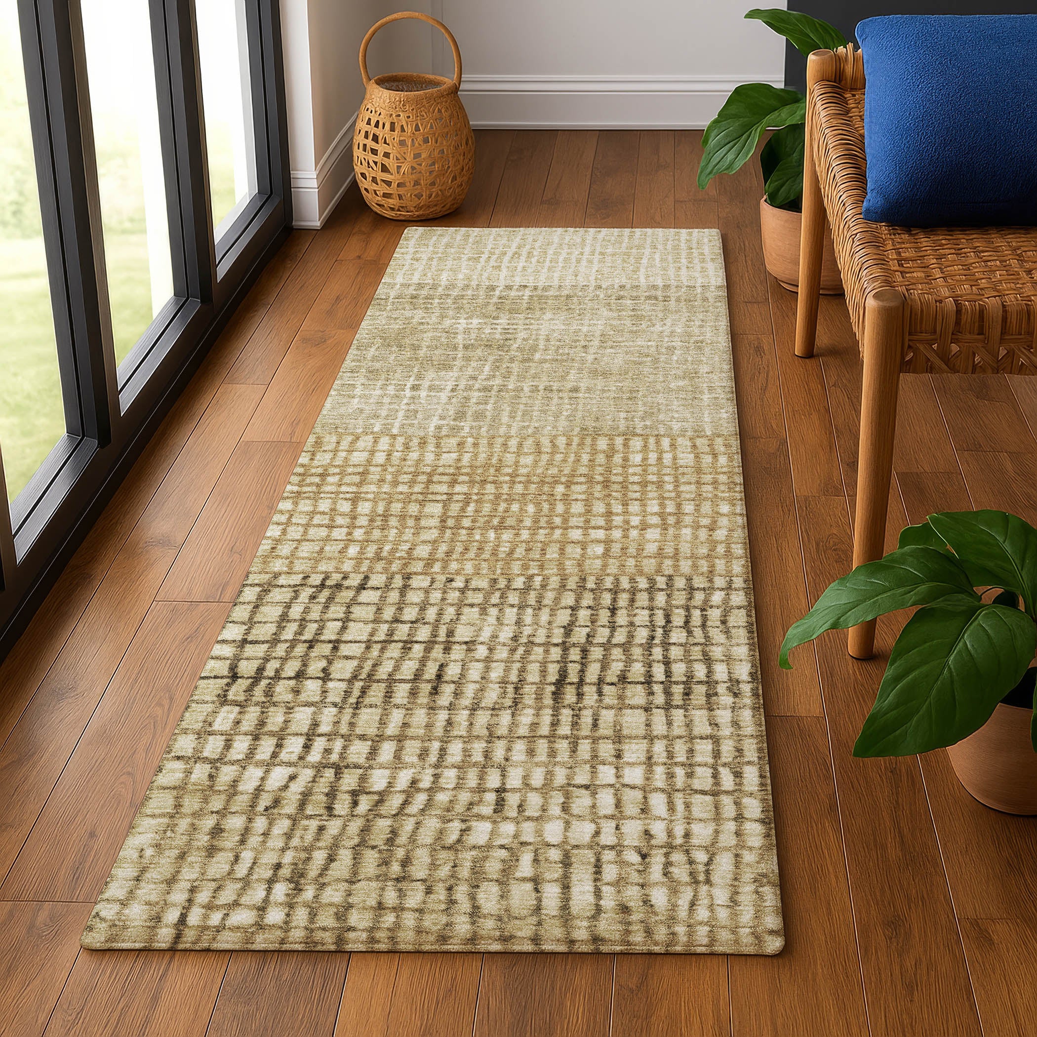 Seville Machine Washable Transitional Brown Rug 2'3" x 7'6" #shape_Runner
