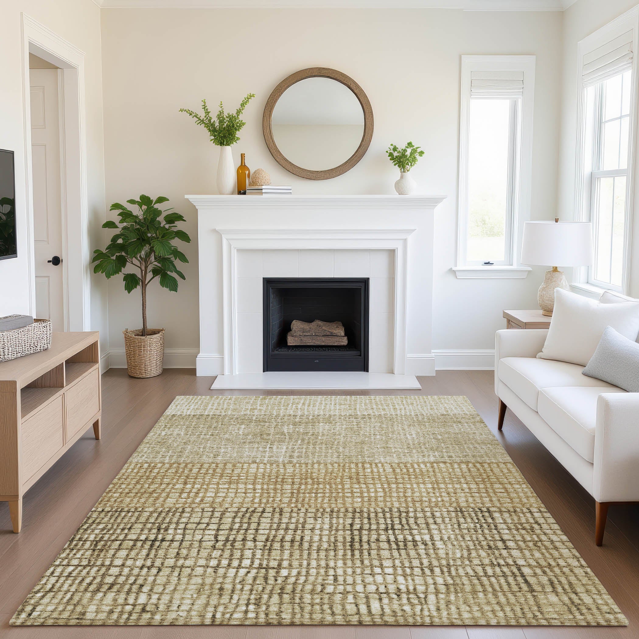 Seville Machine Washable Transitional Brown Rug 2'6" x 3'10" #shape_Rectangle