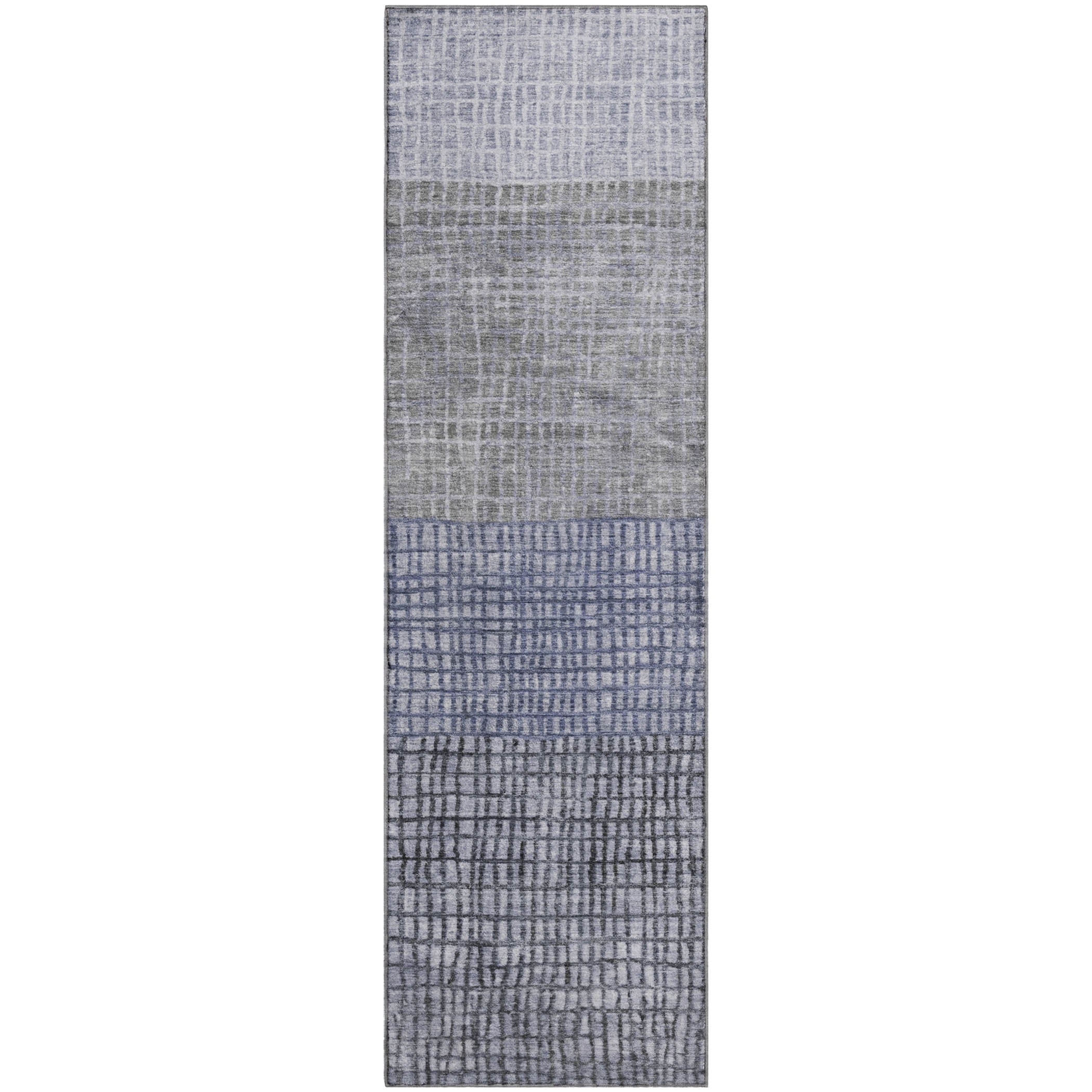 Seville Machine Washable Transitional Denim Blue Rug 2'3" x 7'6" #shape_Runner