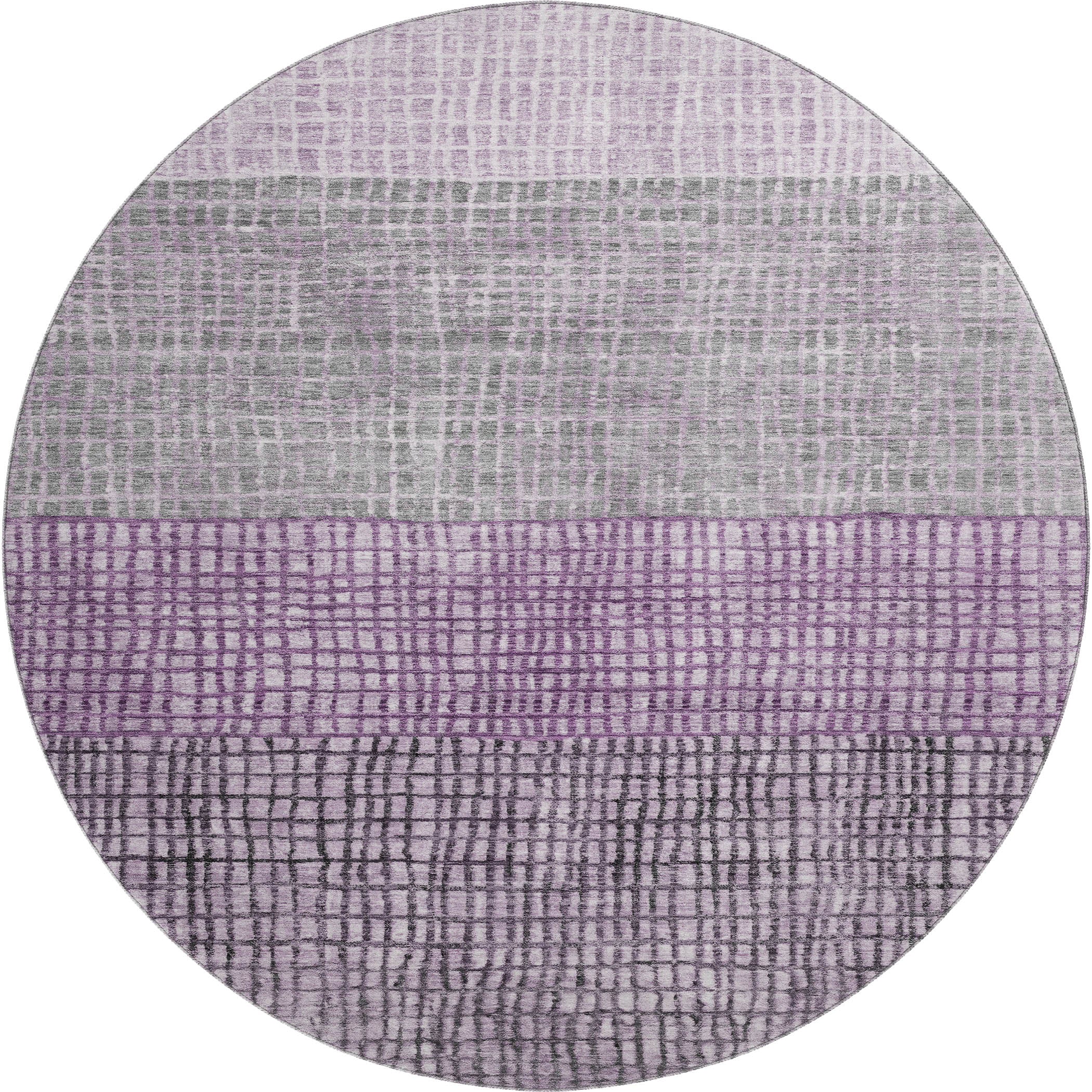 Seville Machine Washable Transitional Plum Purple Rug 8' x 8' #shape_Round