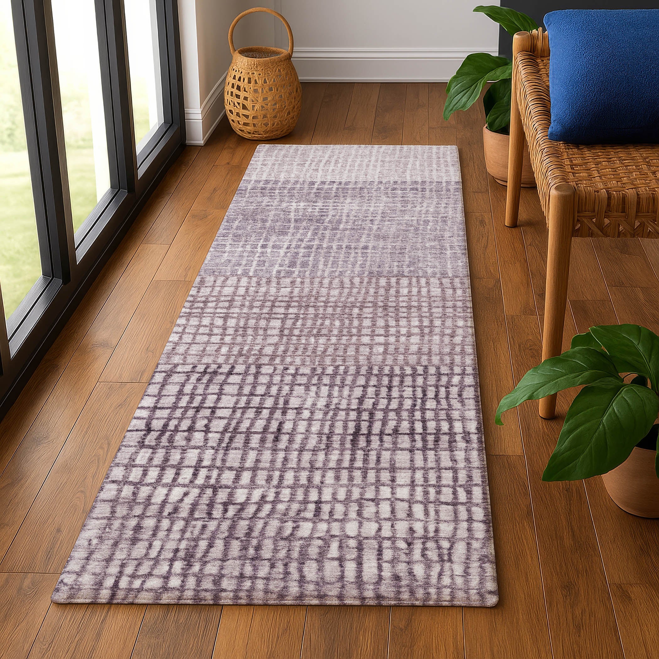Seville Machine Washable Transitional Purple Rug 2'3" x 7'6" #shape_Runner