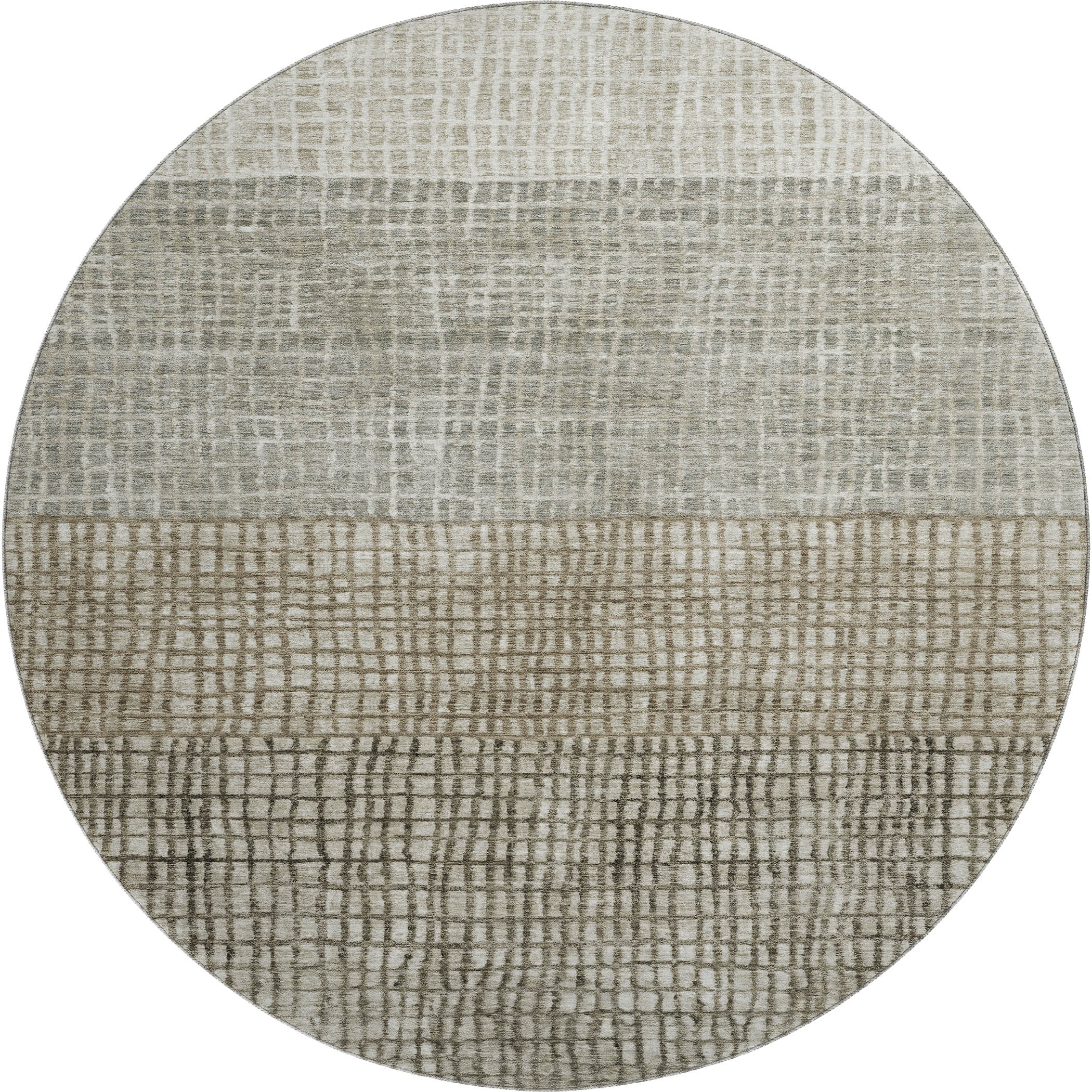 Seville Machine Washable Transitional Taupe Brown Rug 8' x 8' #shape_Round