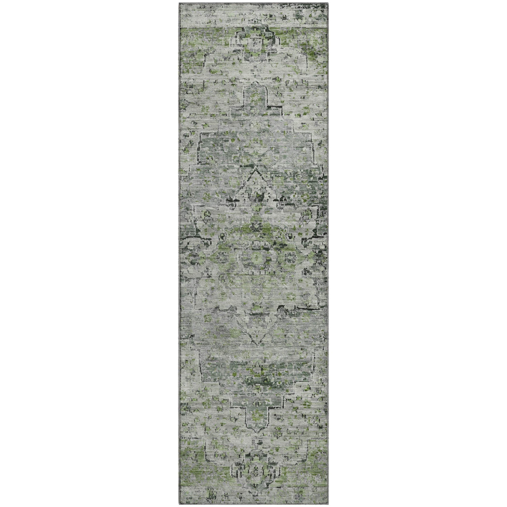 Havana Machine Washable Traditional Aloe Green Rug 2'3" x 7'6" #shape_Runner