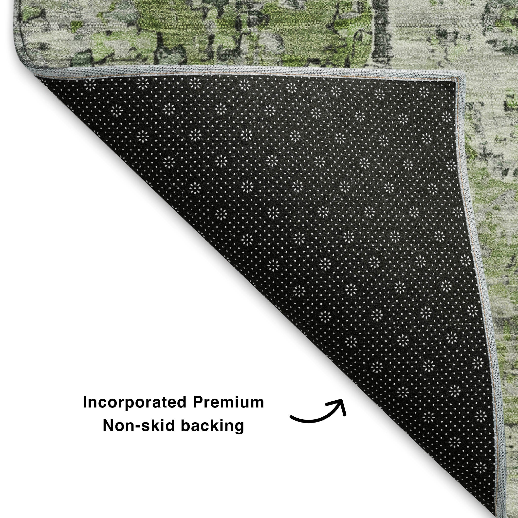 Havana Machine Washable Traditional Aloe Green Rug 1'8" x 2'6" #shape_Rectangle
