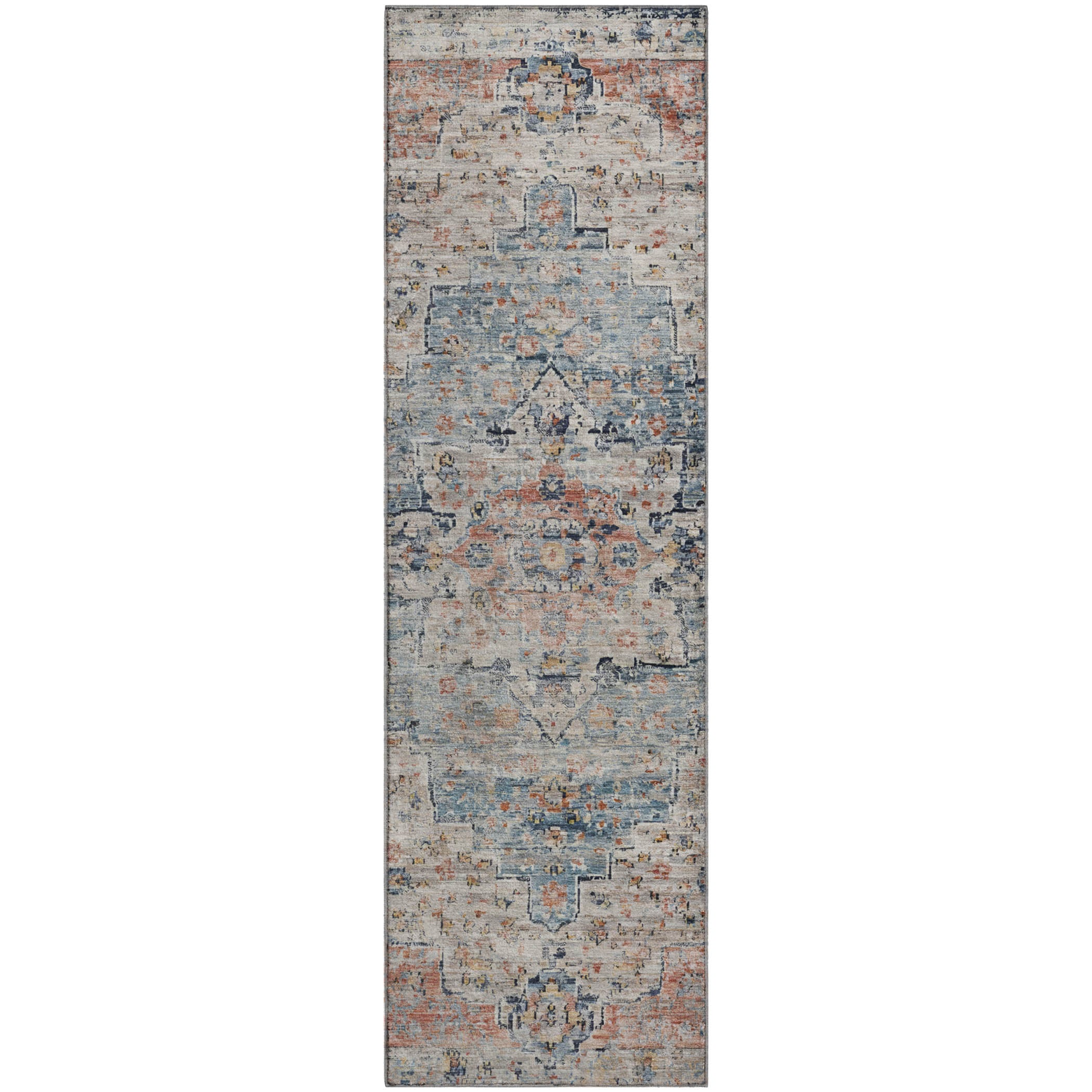 Havana Machine Washable Traditional Beige Brown Rug 2'3" x 7'6" #shape_Runner