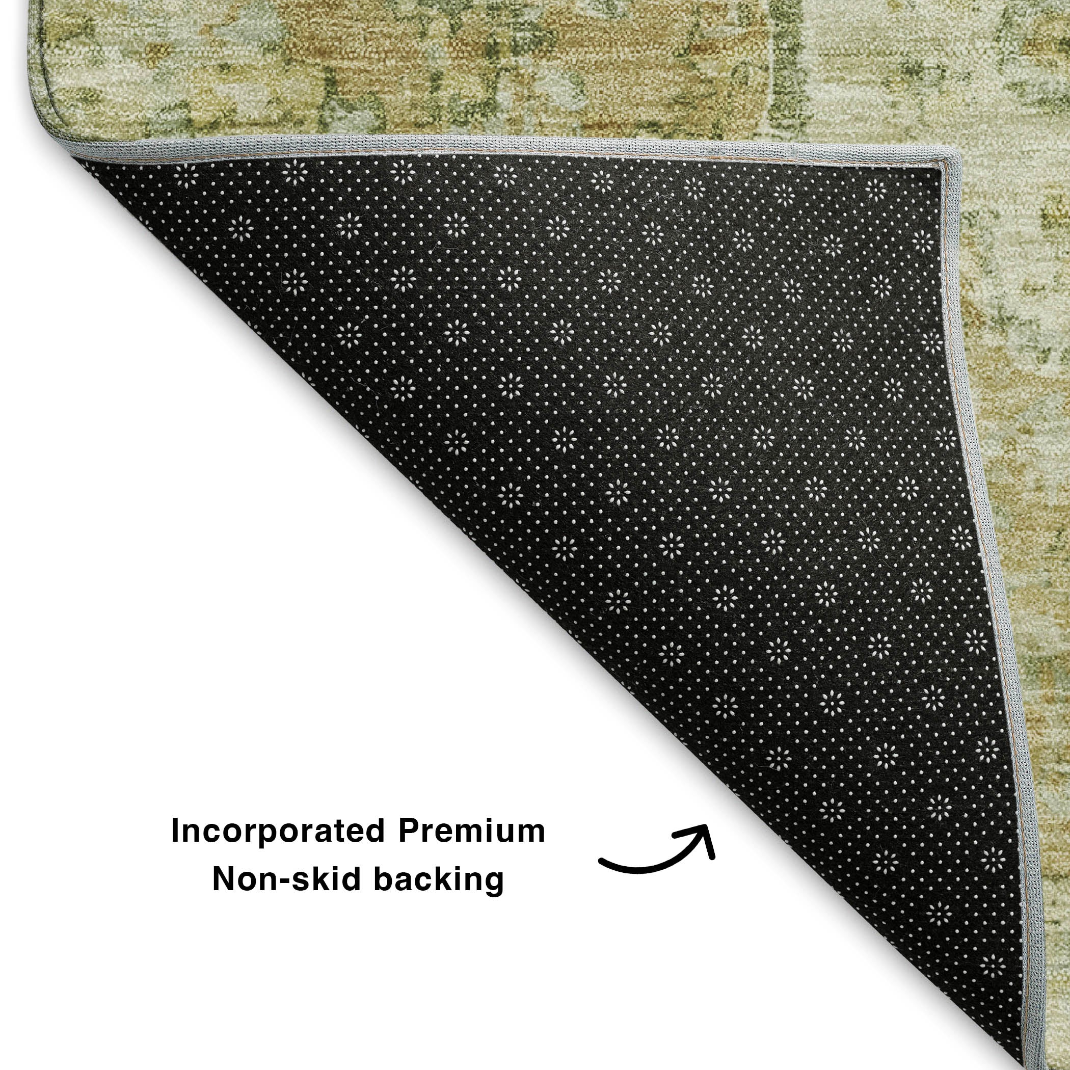 Havana Machine Washable Traditional Sage Green Rug 1'8" x 2'6" #shape_Rectangle