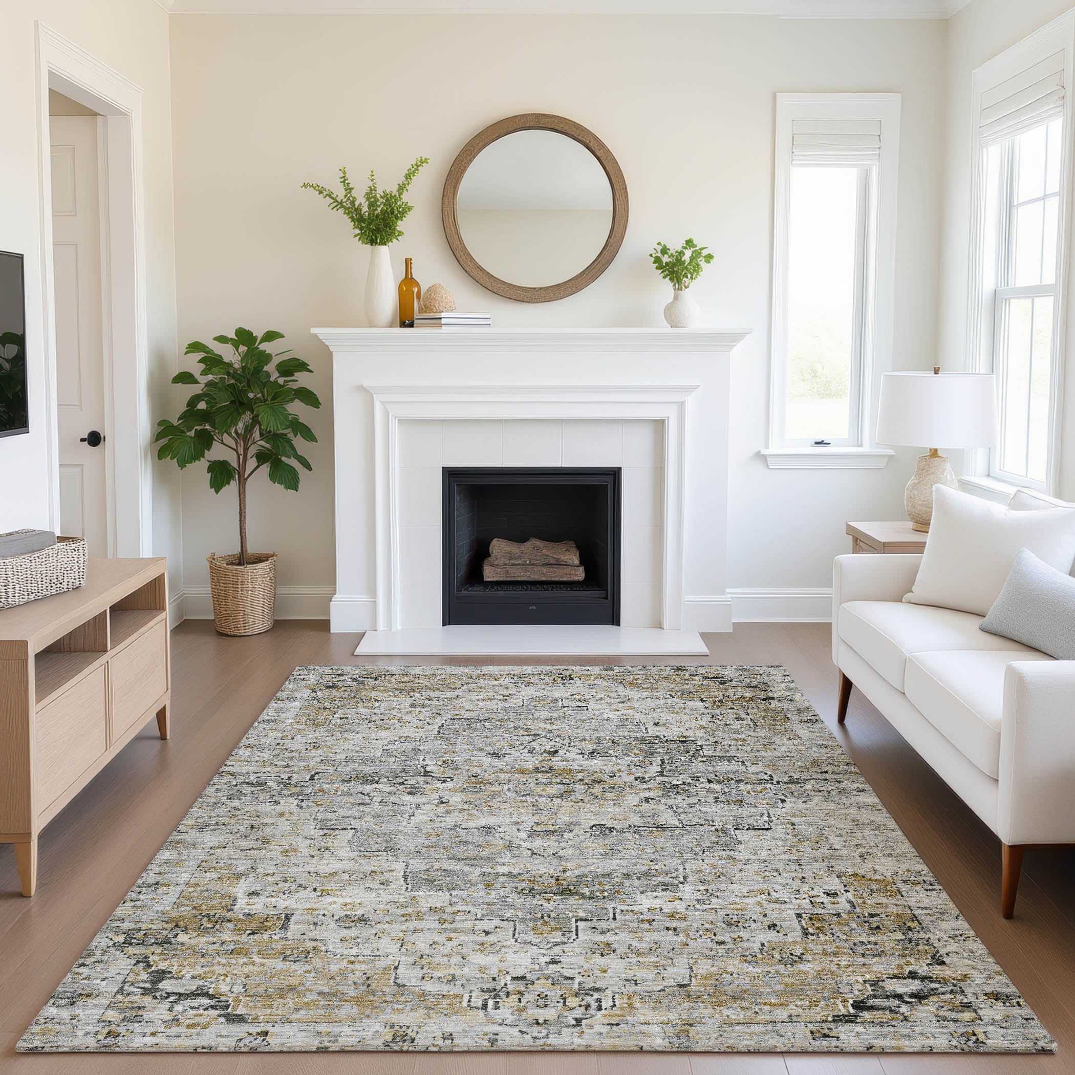 Havana Machine Washable Traditional Taupe Brown Rug 2'6" x 3'10" #shape_Rectangle