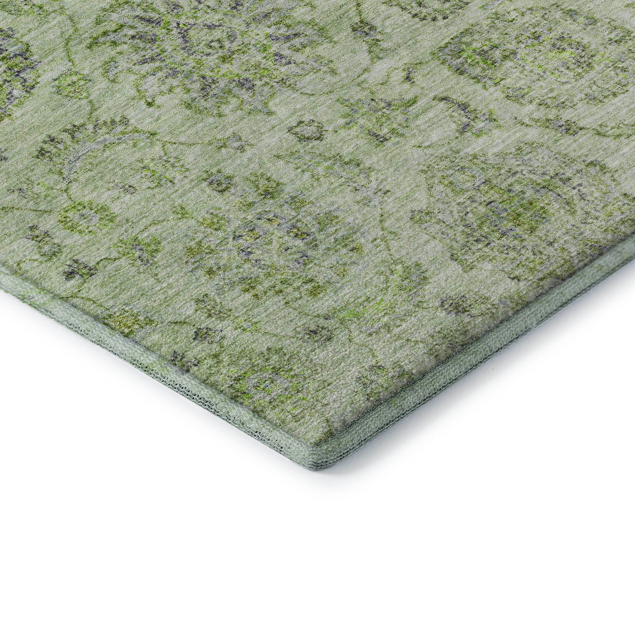 Oslo Machine Washable Transitional Aloe Green Rug 1'8" x 2'6" #shape_Rectangle